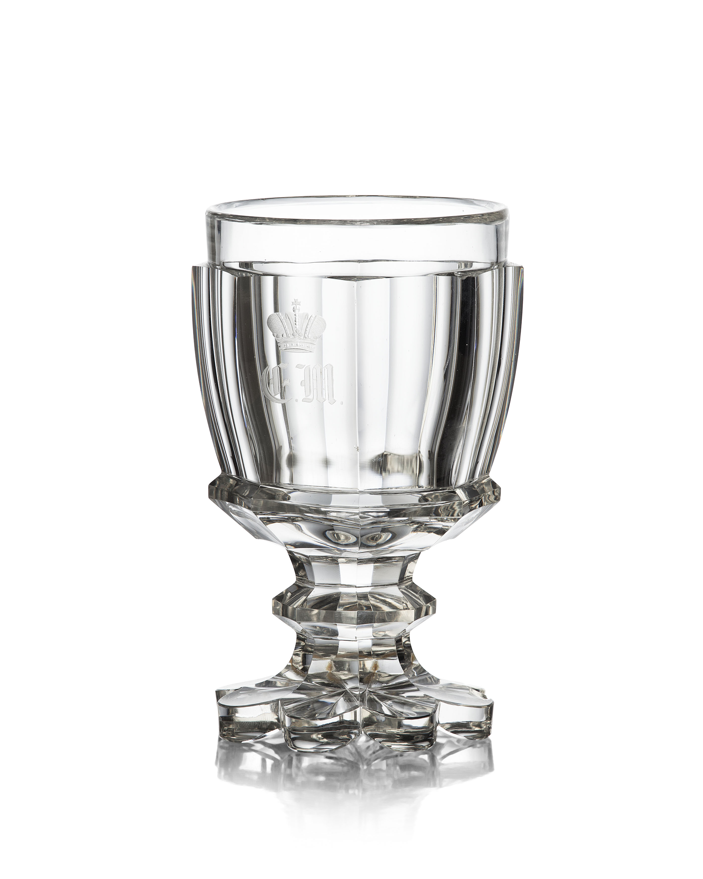 SET OF SIX RUSSIAN IMPERIAL GLASS WORKS WATER GOBLETS FROM A BANQUET SERVICE