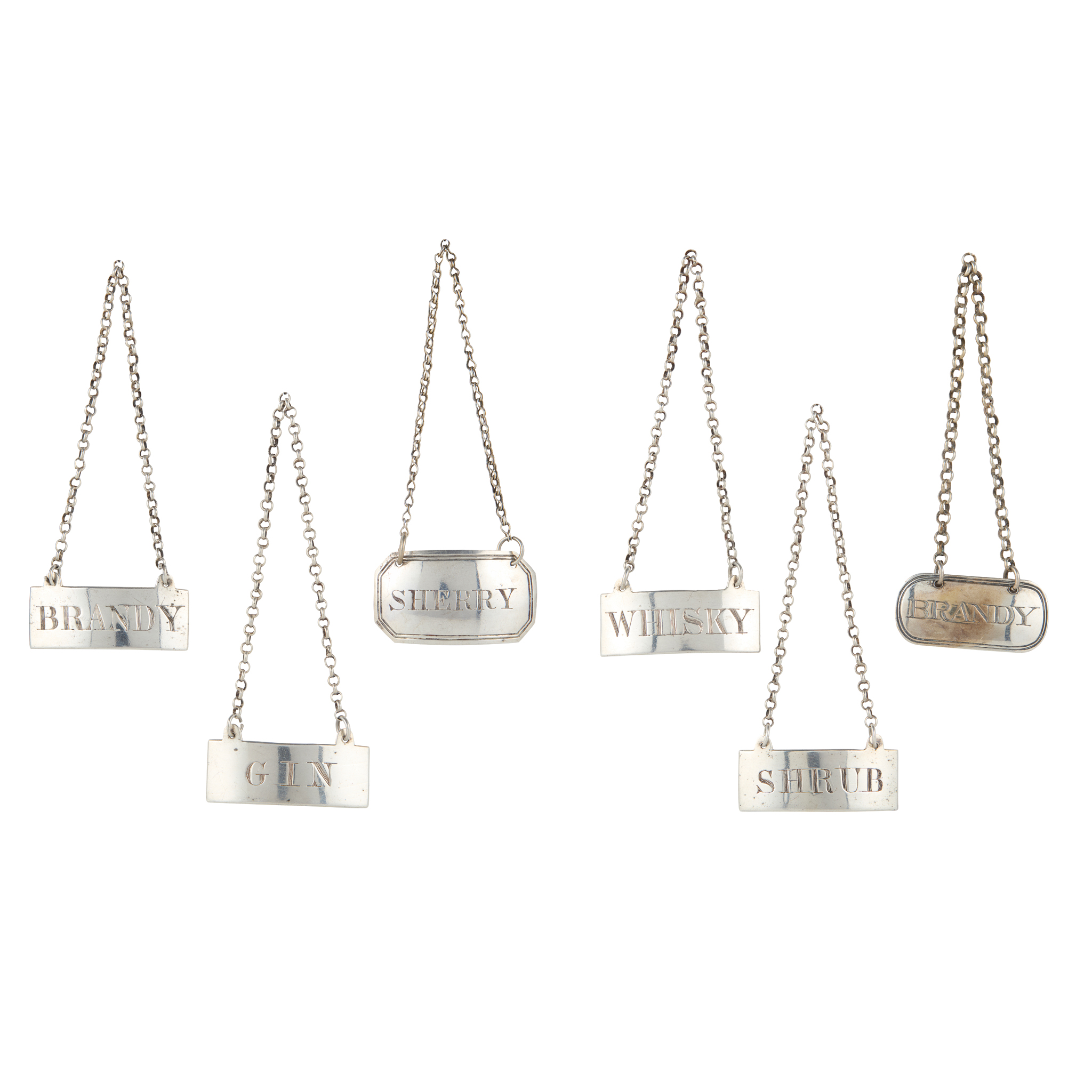 A SET OF FOUR GEORGE III SPIRIT LABELS