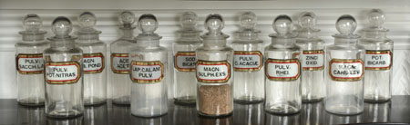 A set of twelve apothecary’s glass bottles