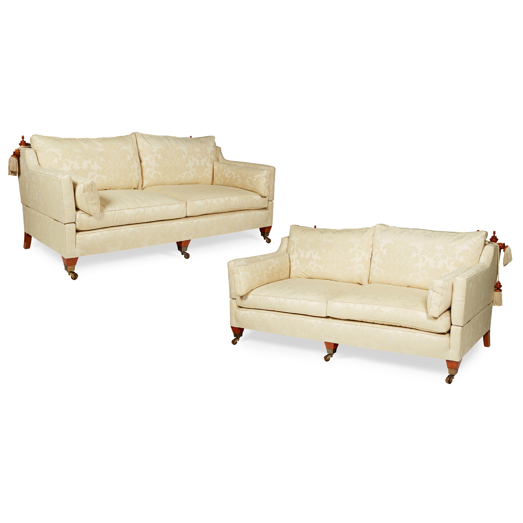 PAIR OF LARGE THREE SEATER KNOLE SOFAS