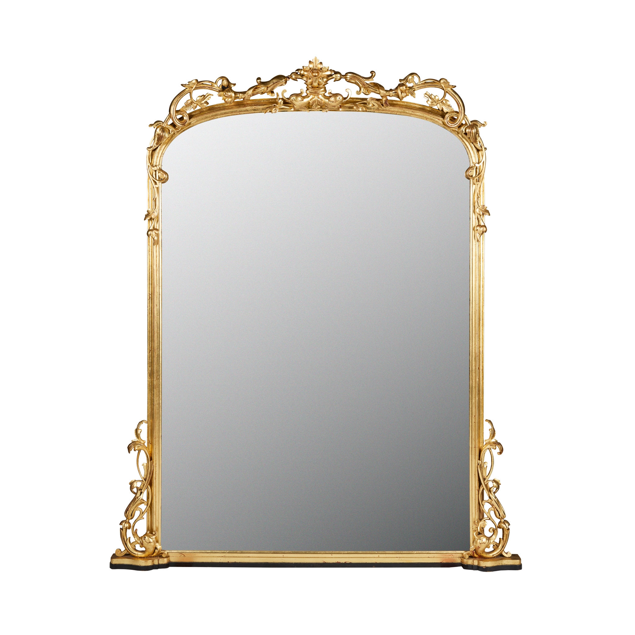 LARGE VICTORIAN GILTWOOD AND GESSO OVERMANTEL MIRROR