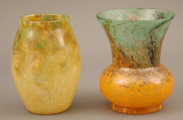 An ovoid Monart glass vase