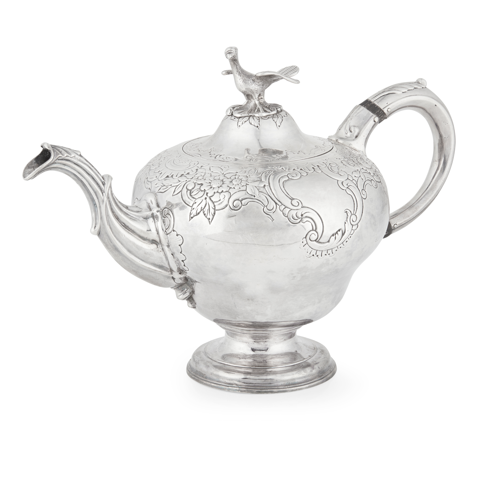 A GEORGE III INVERTED PEAR SHAPED TEAPOT