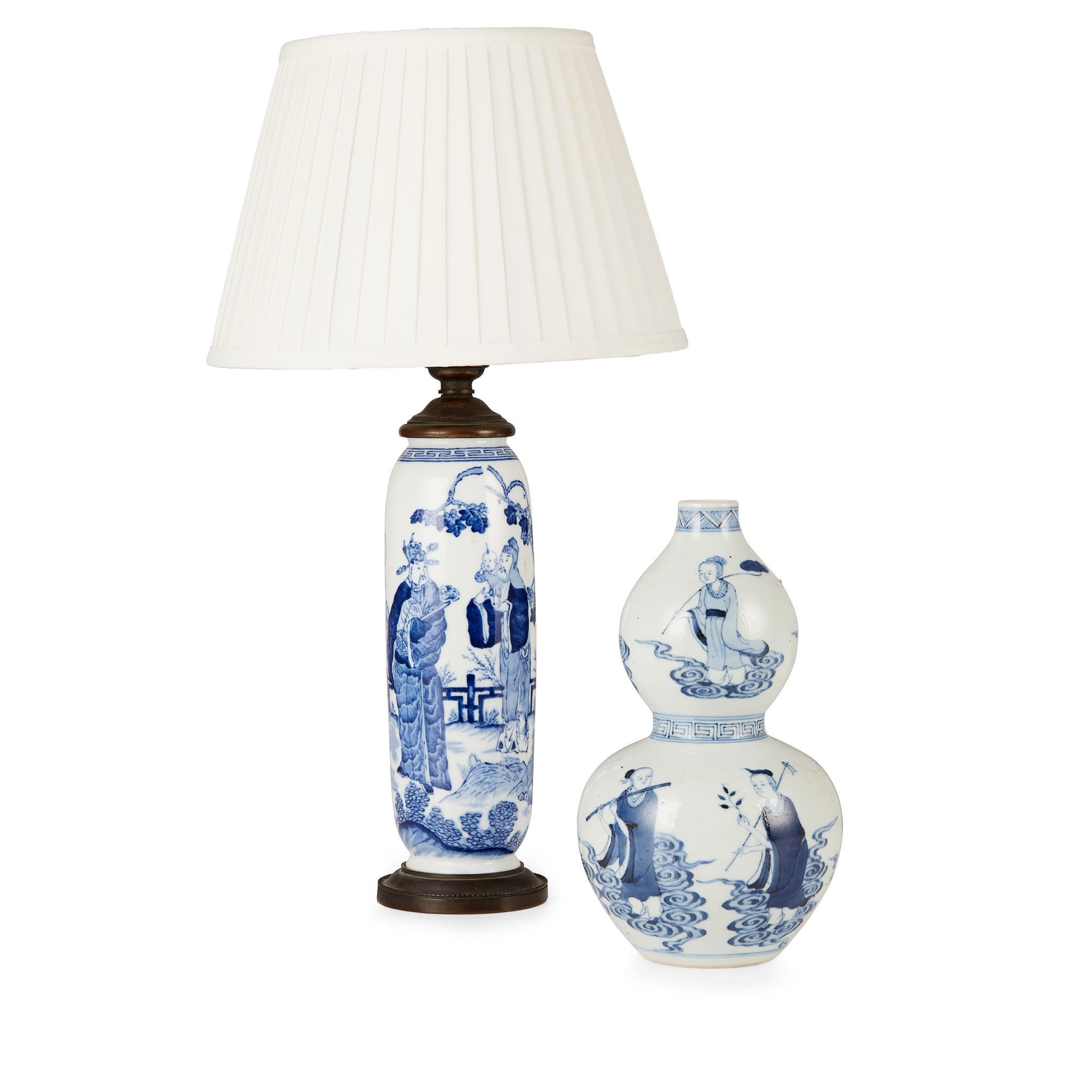 TWO BLUE AND WHITE VASES