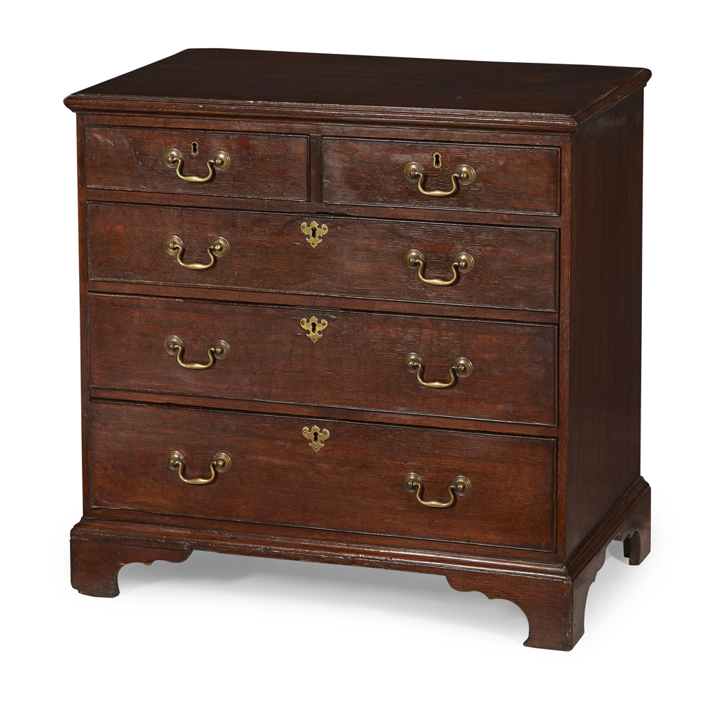 GEORGE III SMALL OAK CHEST OF DRAWERS