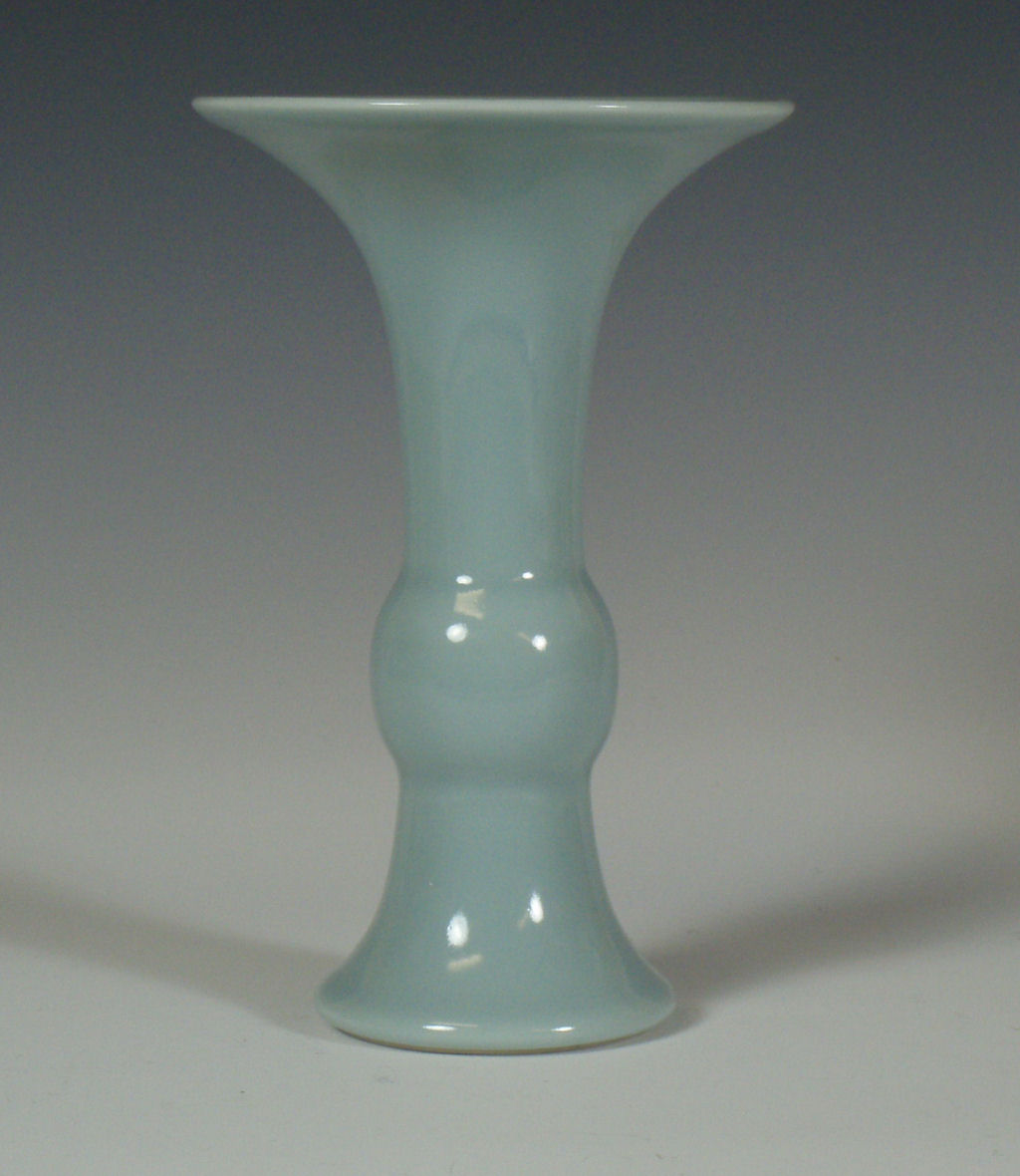 A Chinese gu shaped clair de lune vase, Yongzheng mark but later