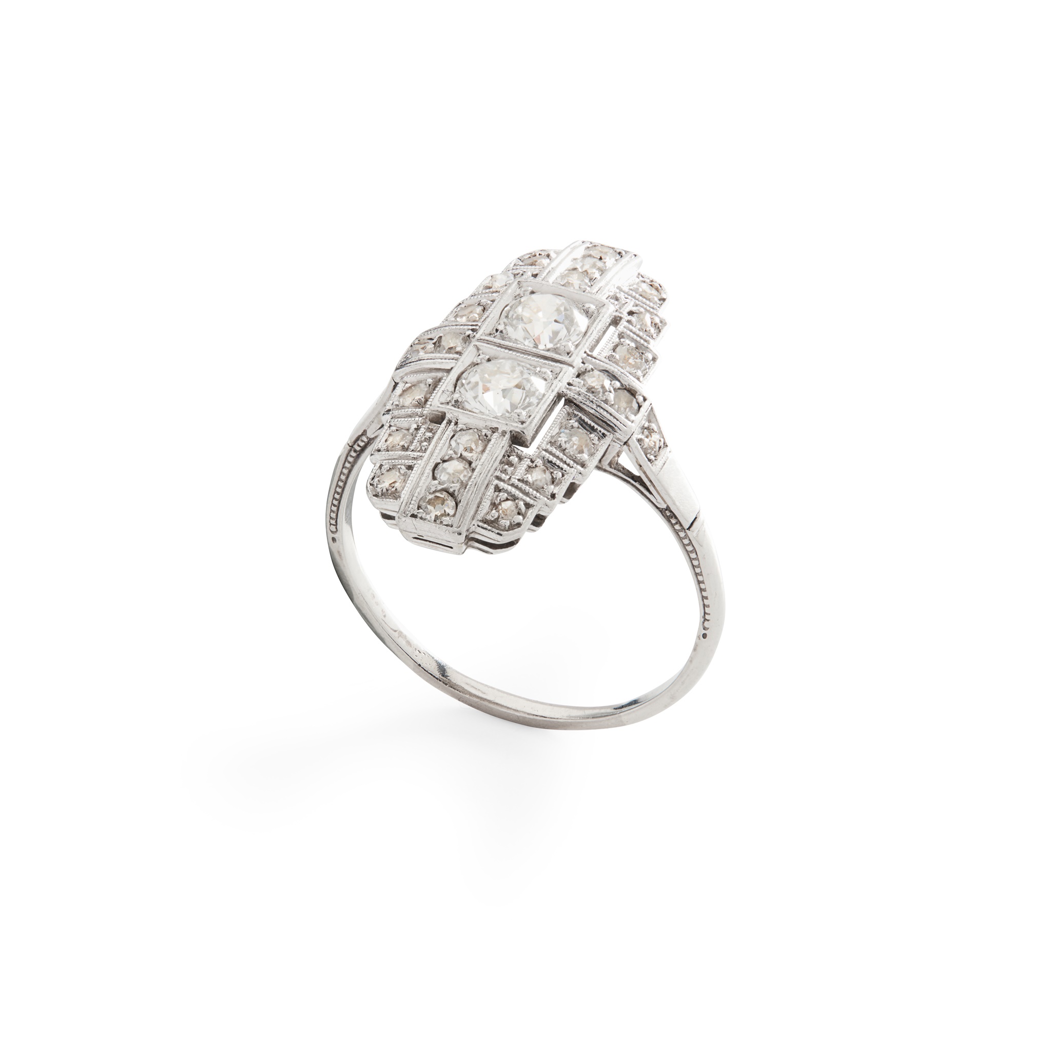 An Art Deco diamond plaque ring