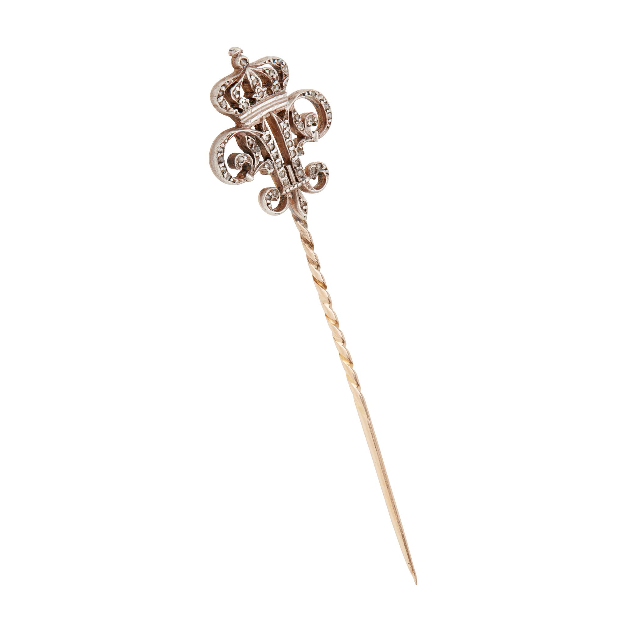 A late 19th century diamond tie pin