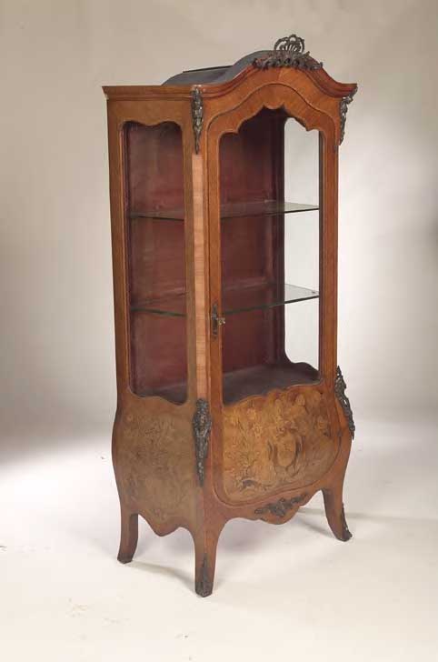 A Louis XV-style marquetry vitrine,