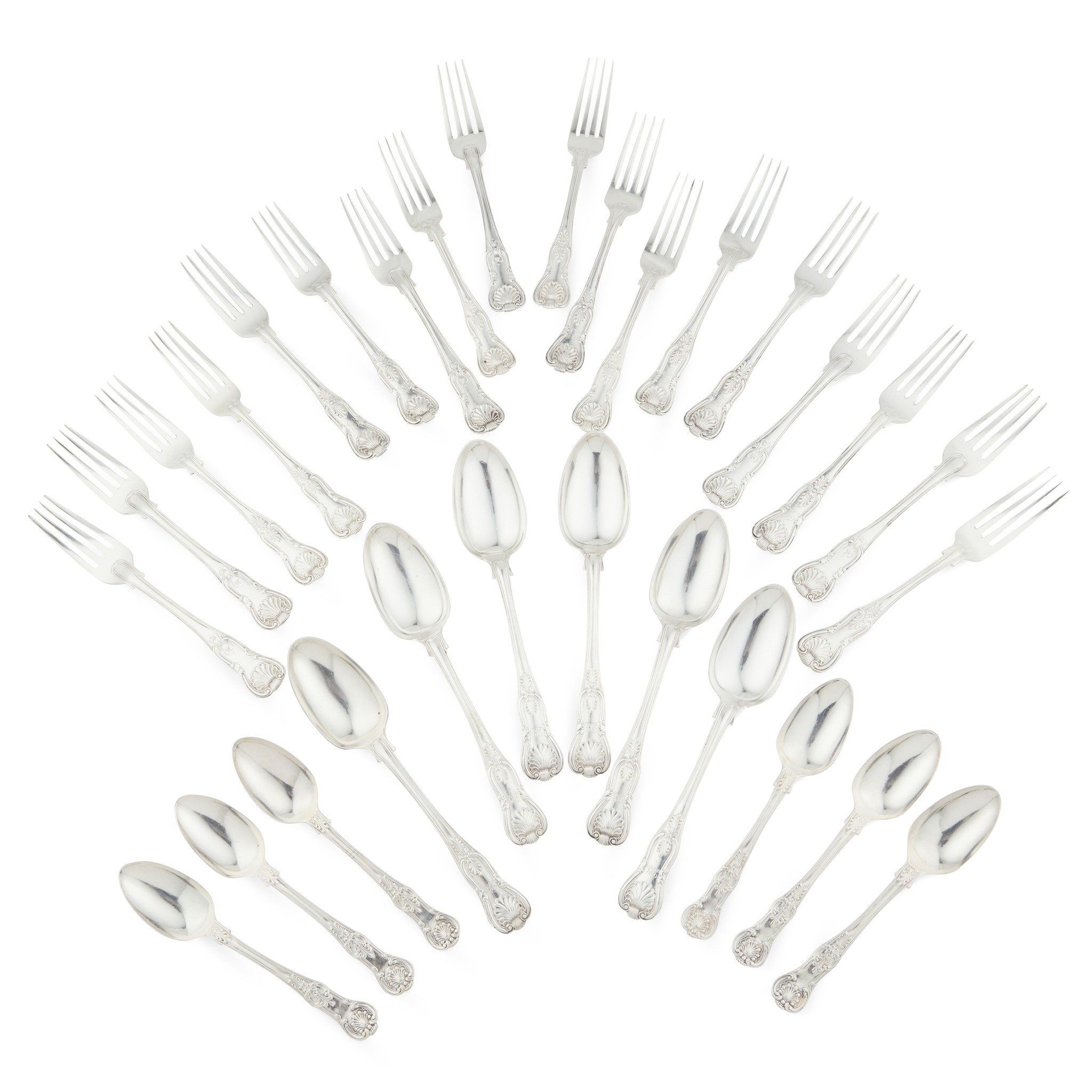 A matched set of King's pattern flatware