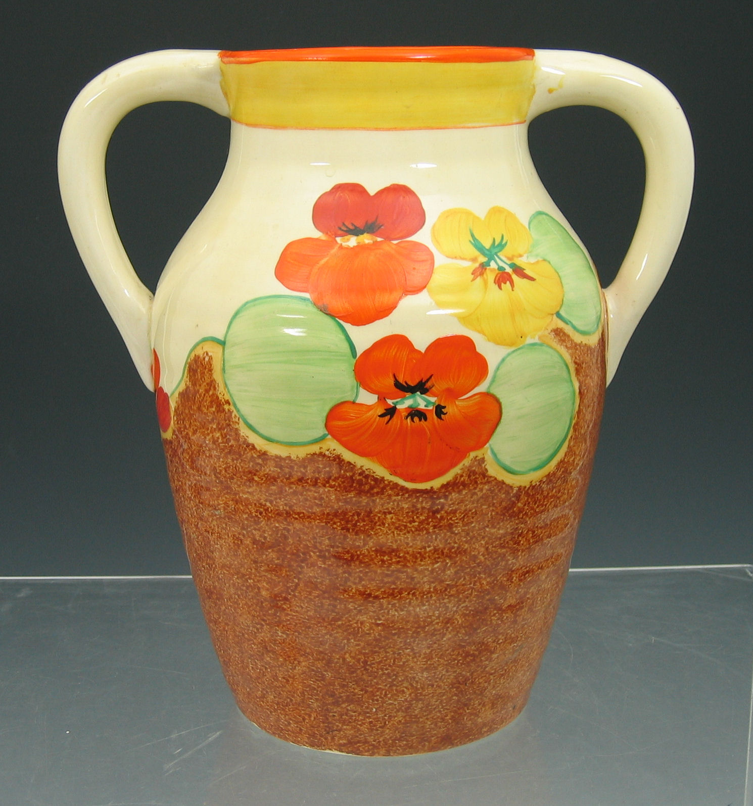 A Clarice Cliff twin-handled 'Isis' vase,