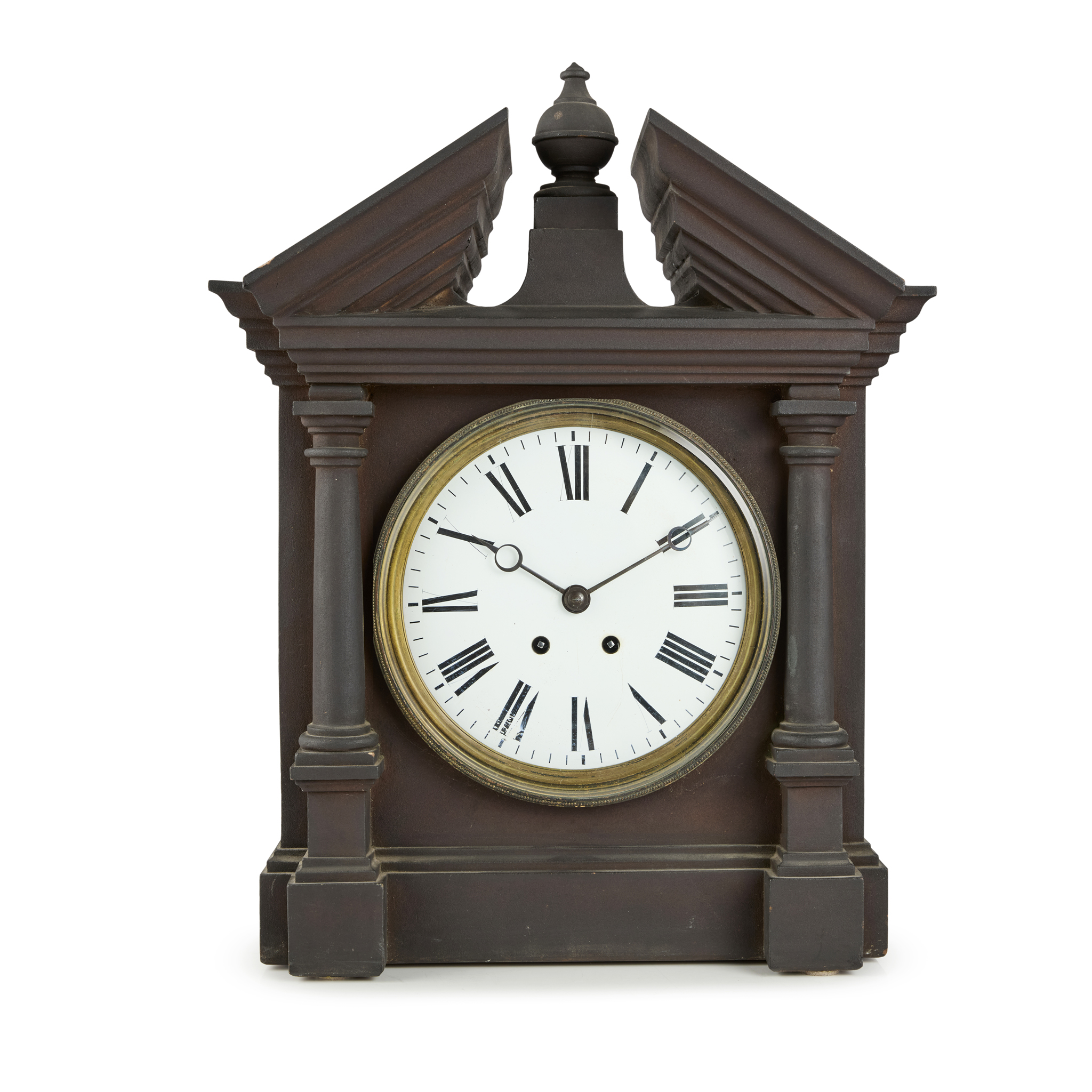 UNUSUAL LATE VICTORIAN BLACKENED COADE STONE TABLE CLOCK