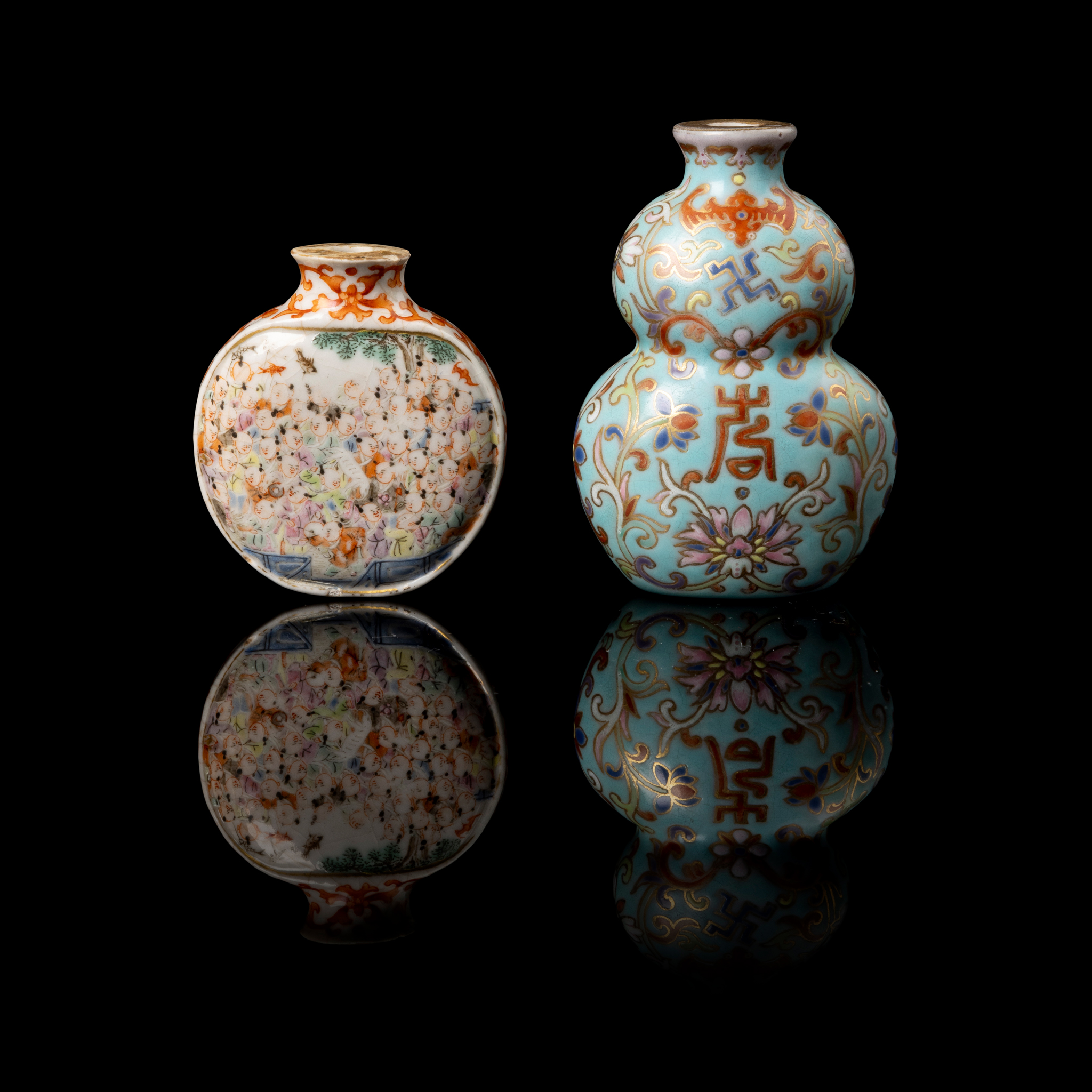 TWO CHINESE FAMILLE ROSE SNUFF BOTTLES