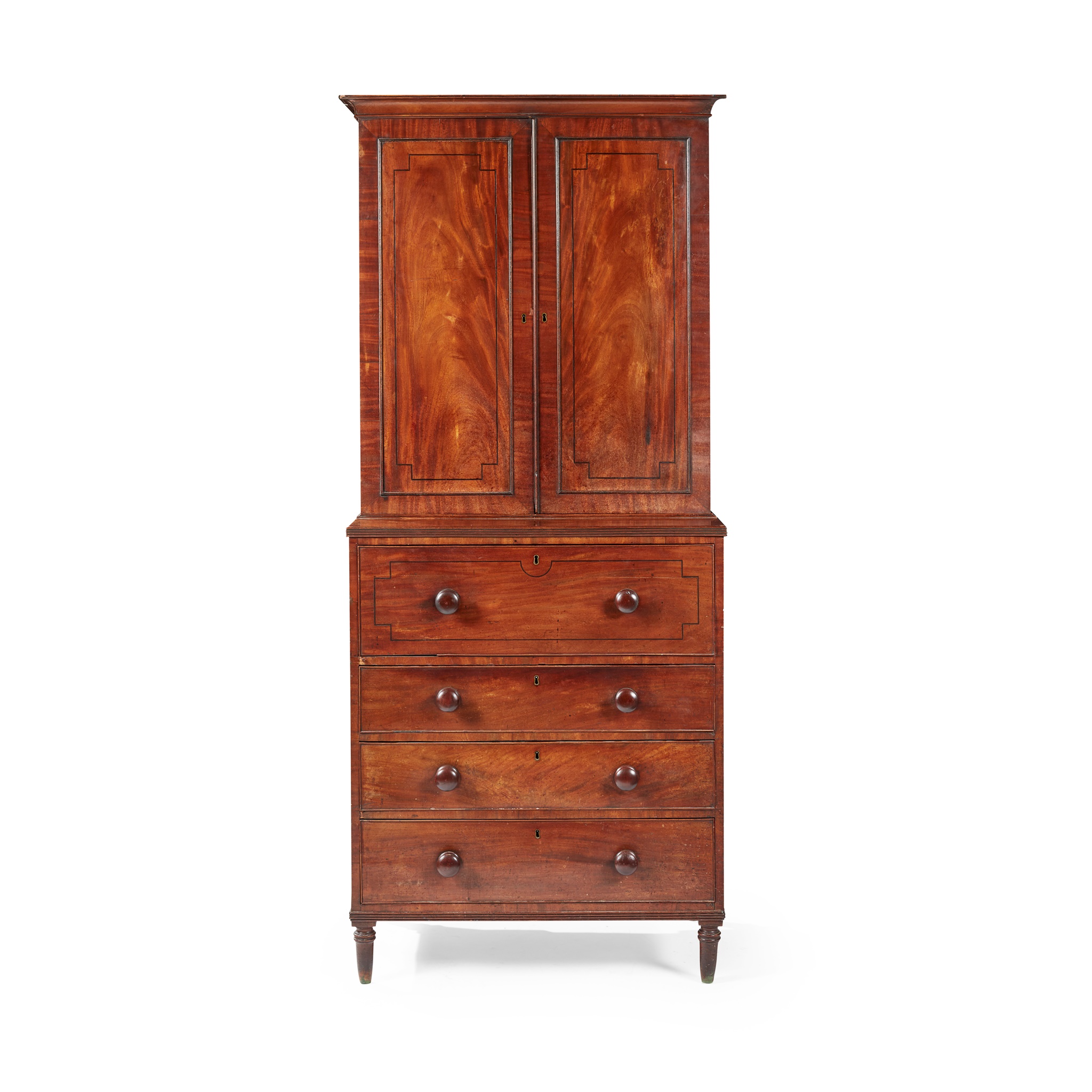 LATE GEORGE III MAHOGANY SECRETAIRE CABINET