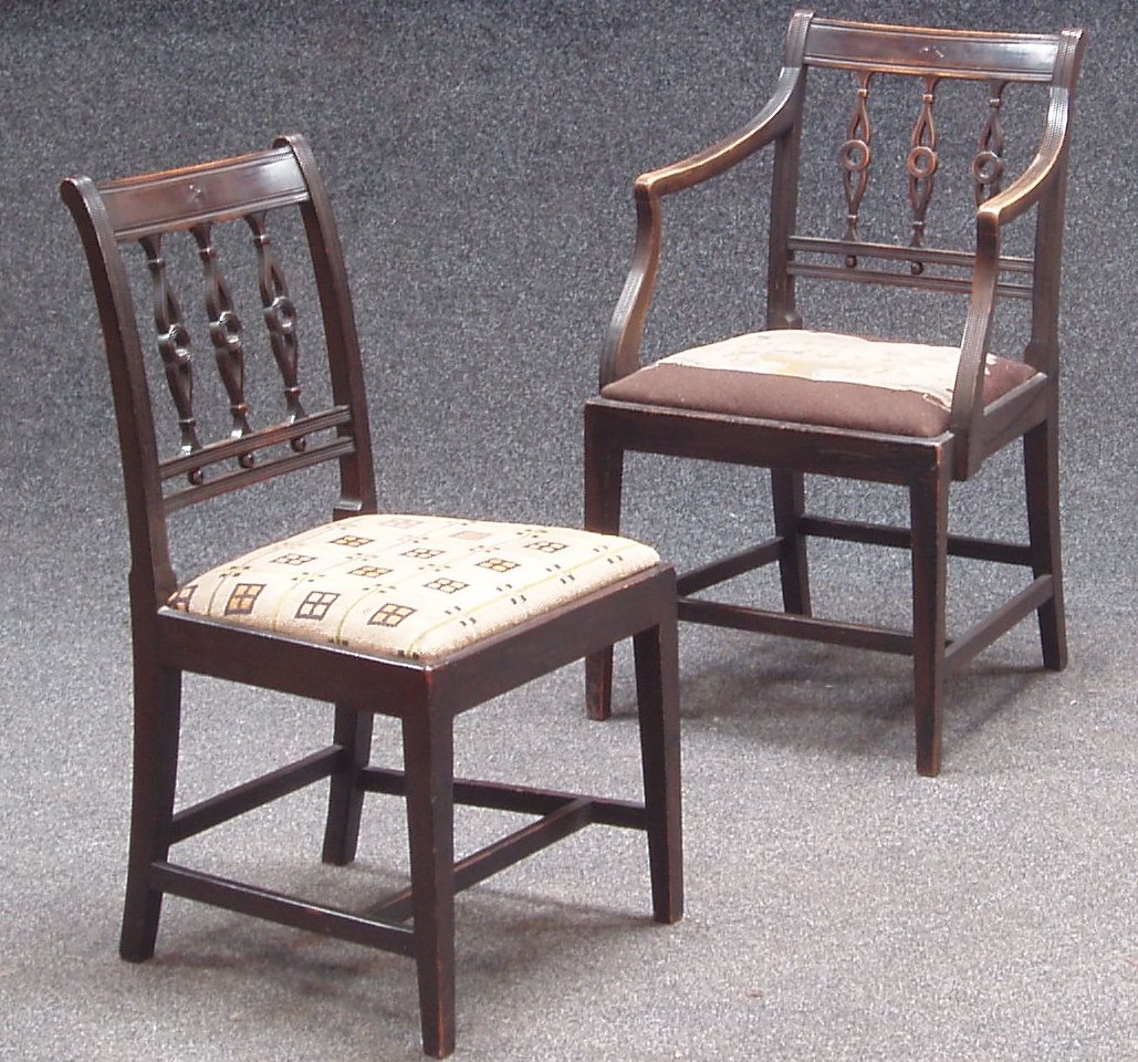 A set of five Scottish Regency mahogany dining chairs,