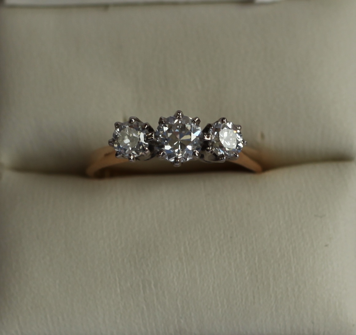 A three stone diamond ring