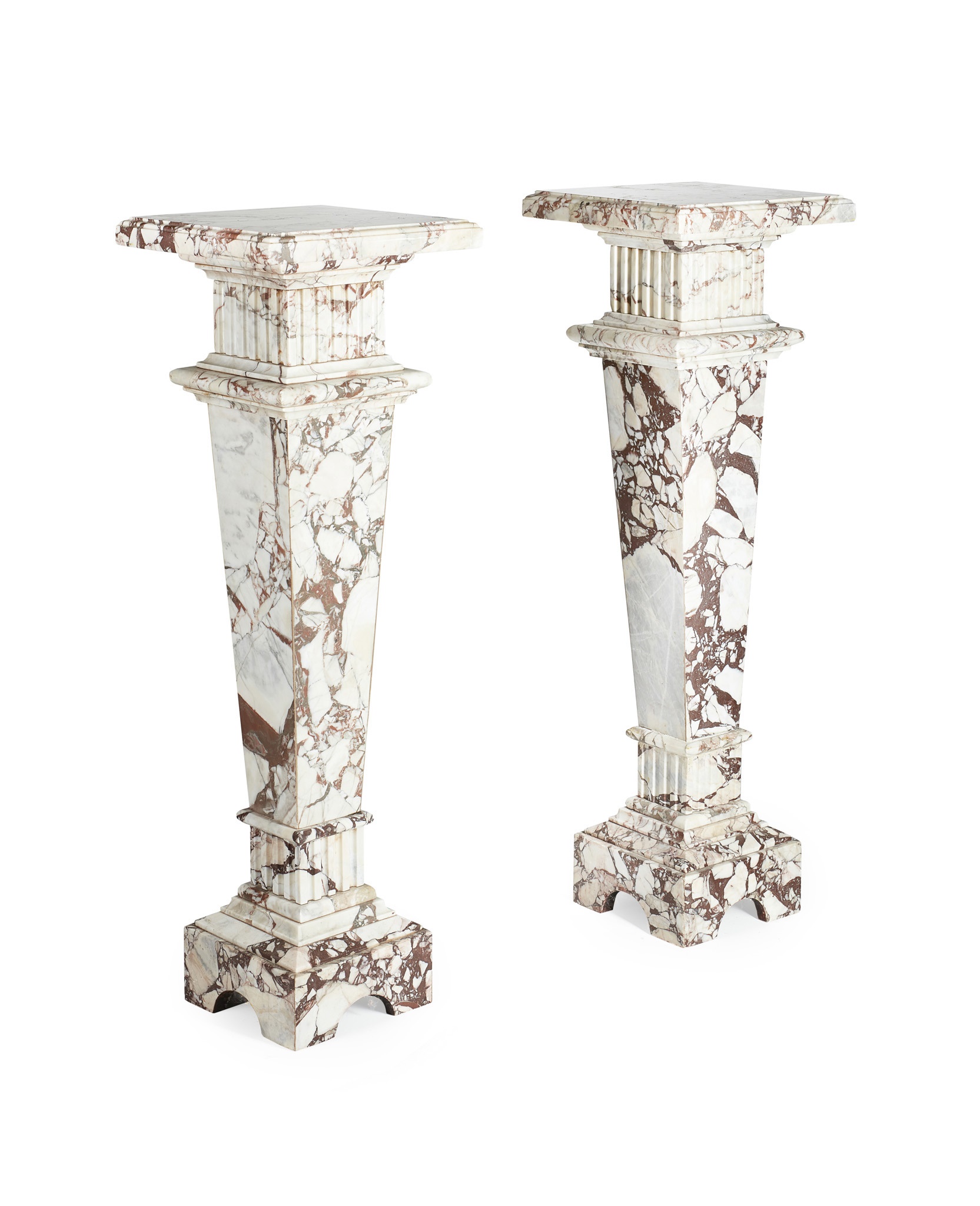 PAIR OF MARMO BRECCIA MARBLE COLUMNS