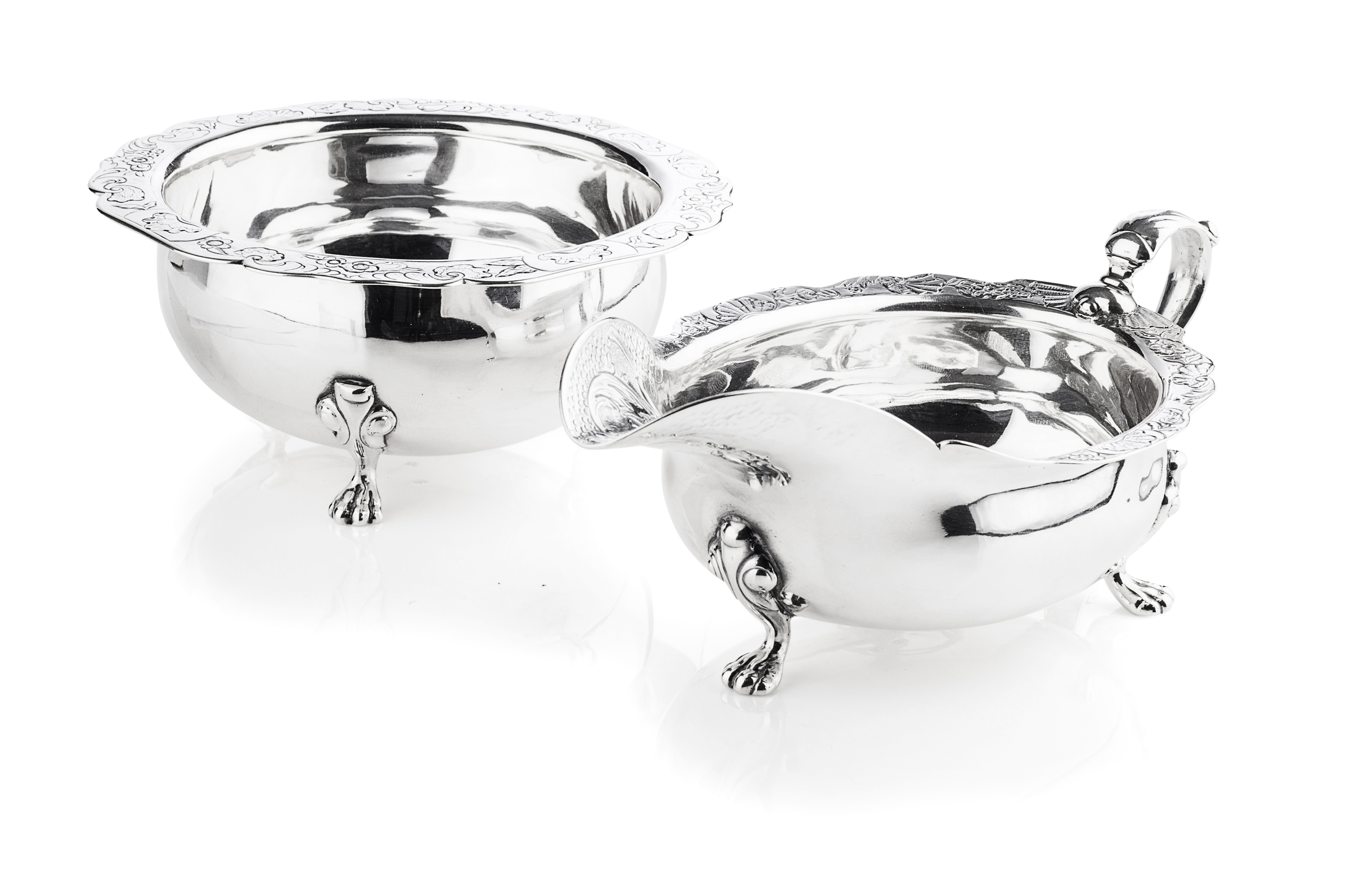 A George II cream boat and sugar bowl