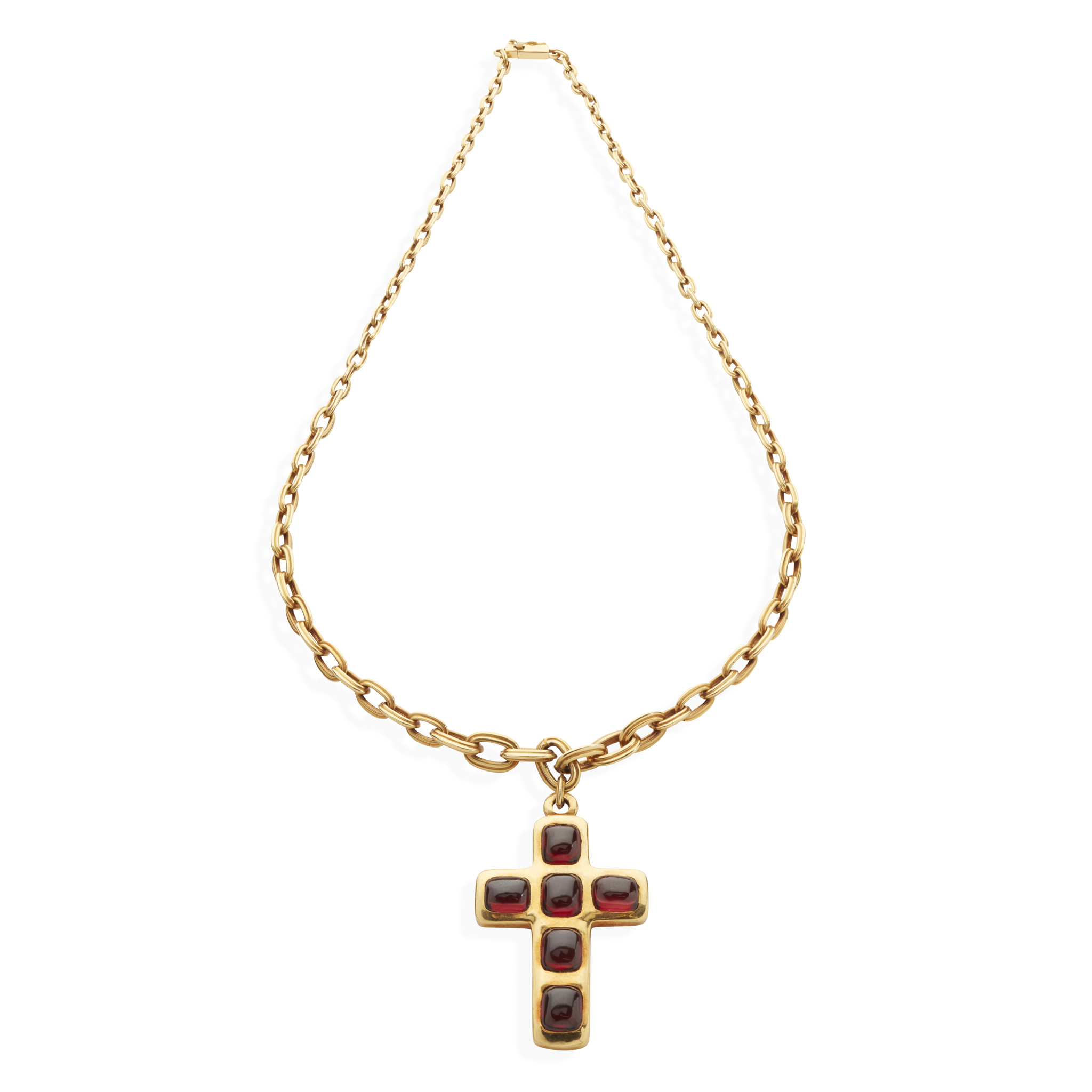 A garnet cross pendant