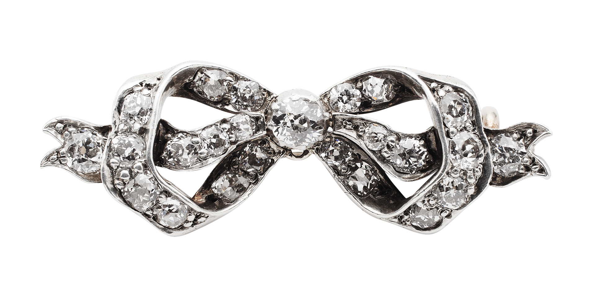 A diamond set bow brooch