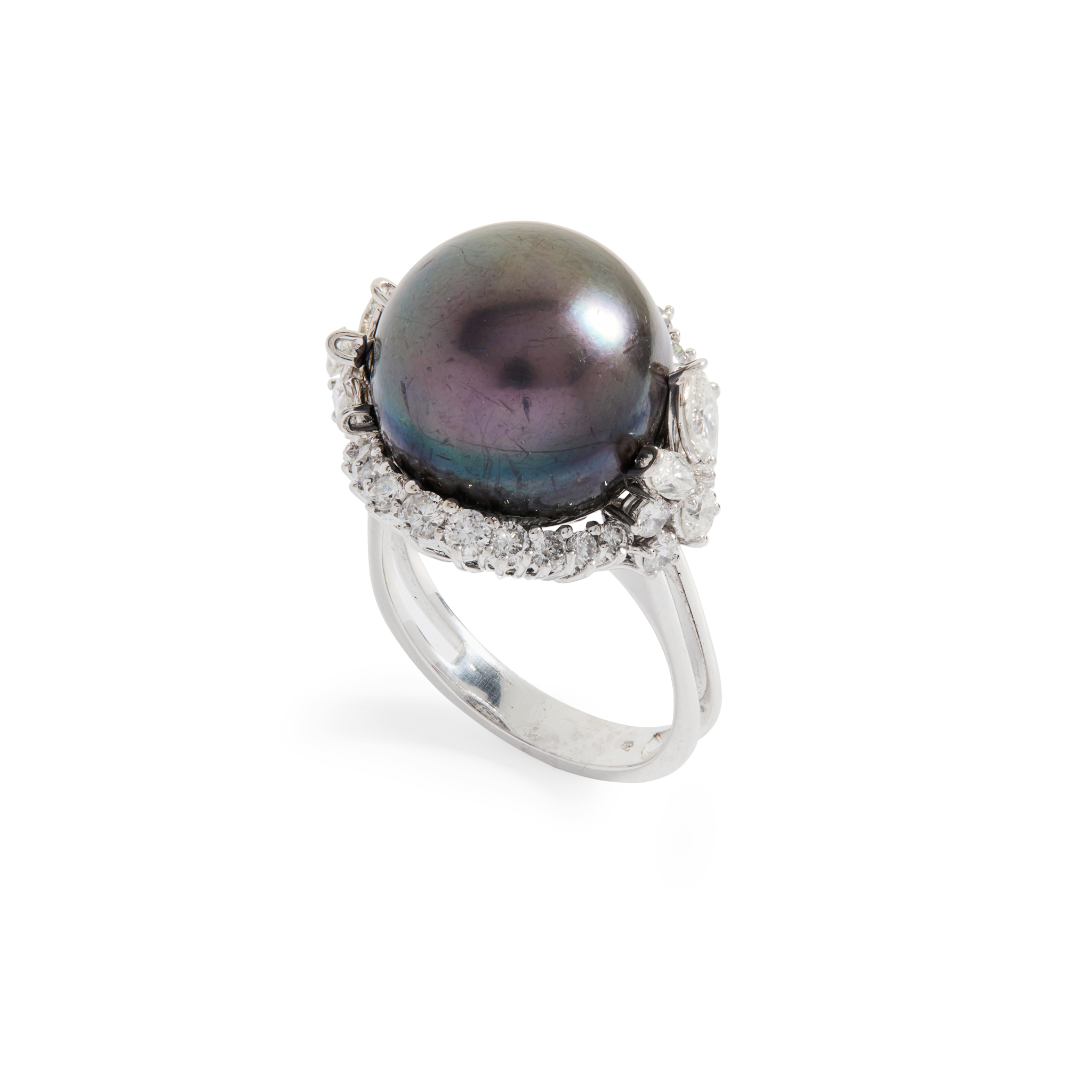 A Tahitian pearl and diamond dress ring