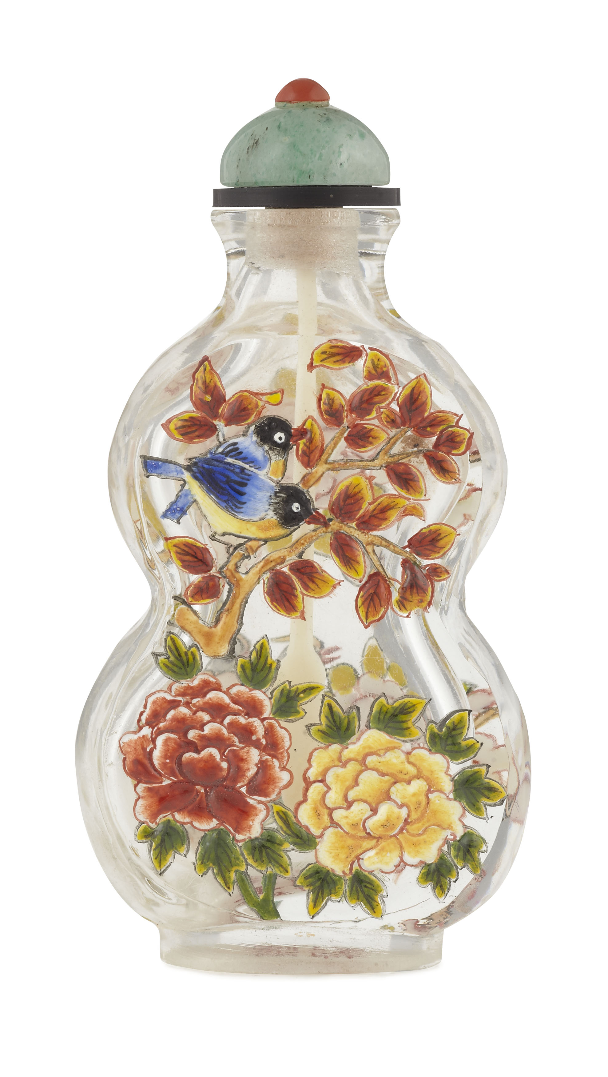 CHINESE ENAMEL ON GLASS SNUFF BOTTLE
