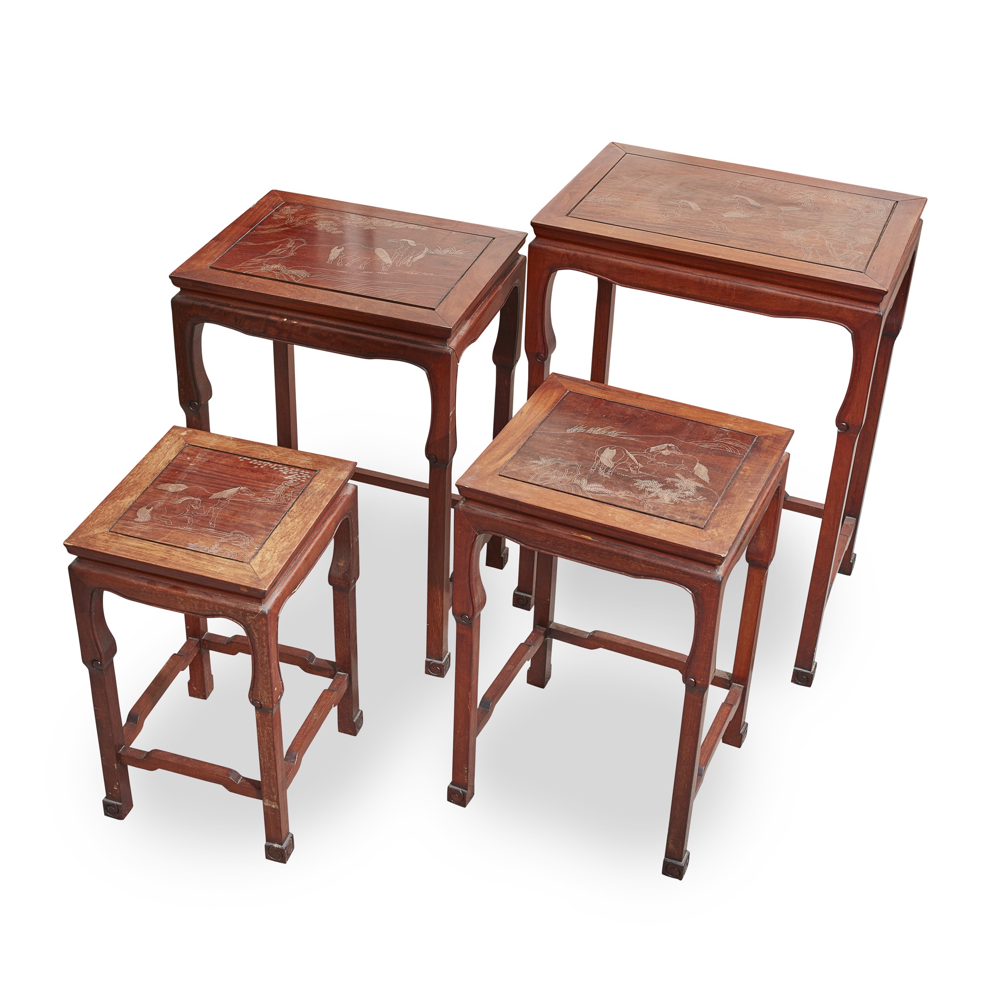 SET OF FOUR HONGMU NESTING TABLES