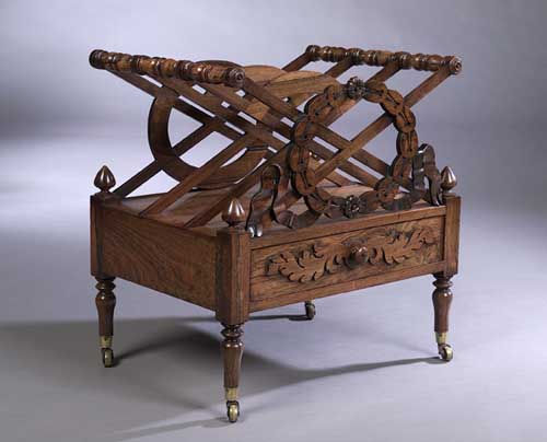 A late Regency rosewood Canterbury