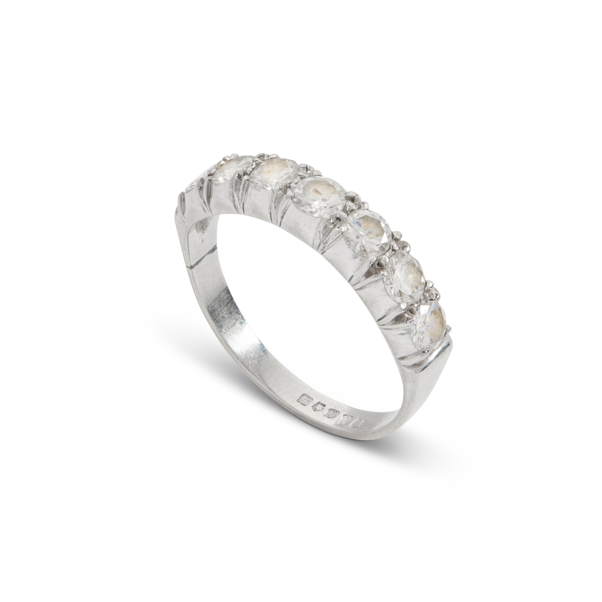 A platinum diamond half-eternity ring