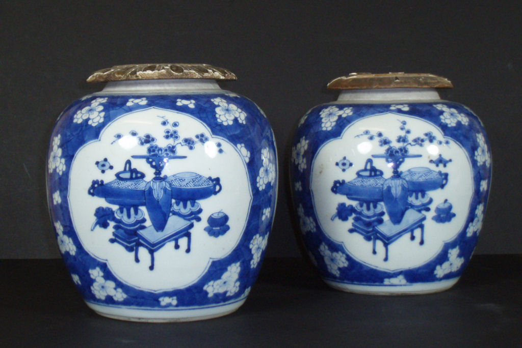Two 19th century Chinese blue painted ginger jars