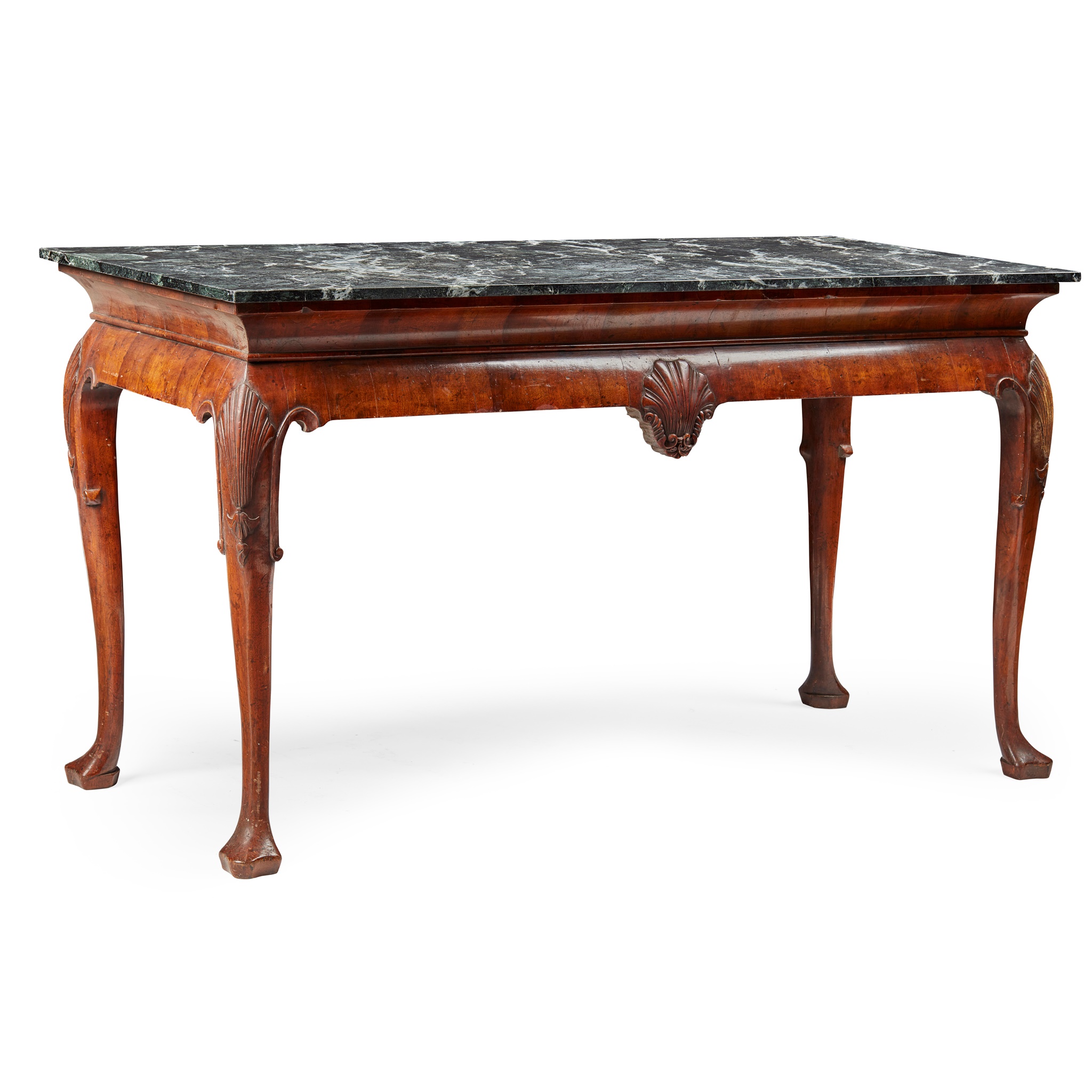 GEORGE I STYLE WALNUT MARBLE TOPPED SIDE TABLE