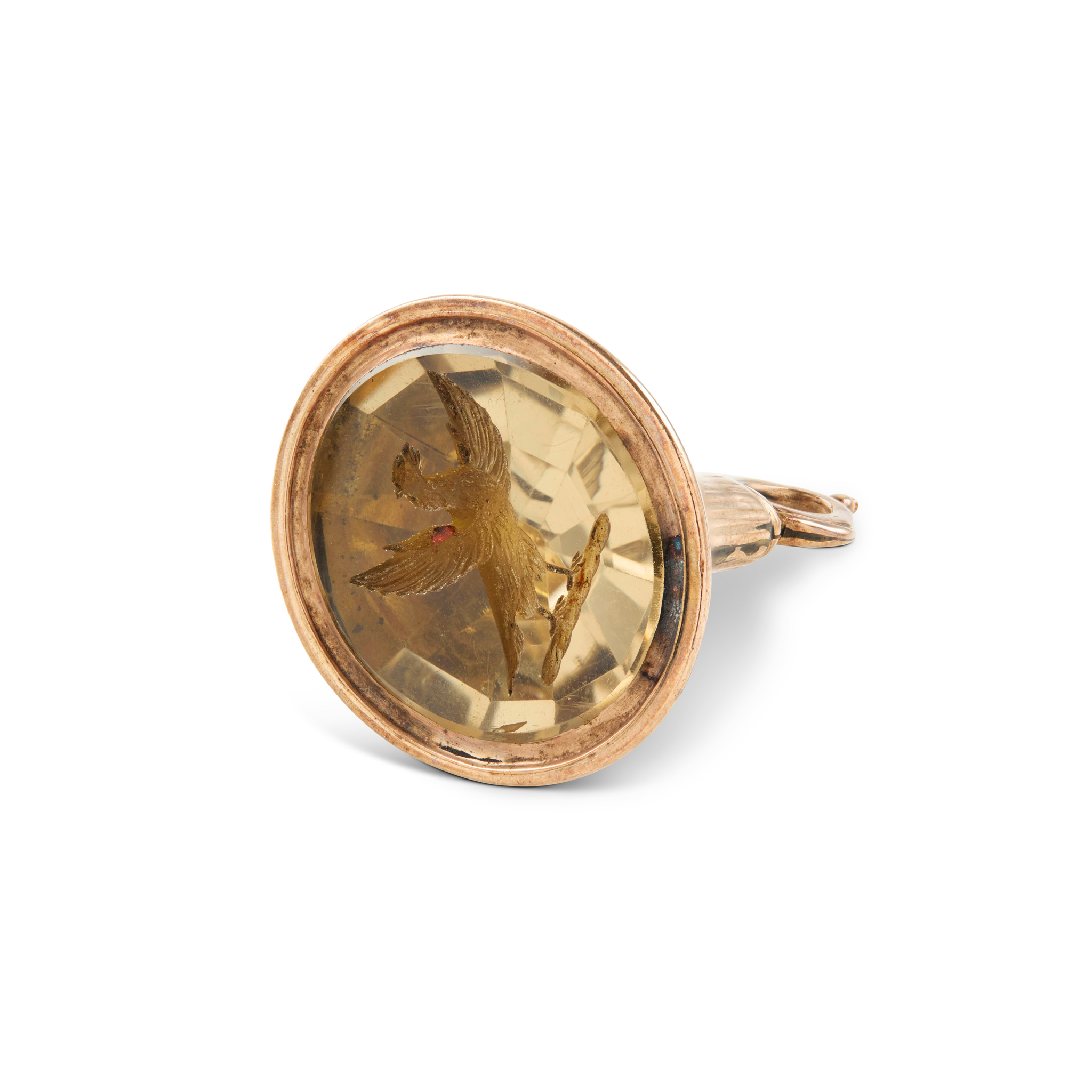 A GEORGE III CITRINE/ TOPAZ FOB SEAL