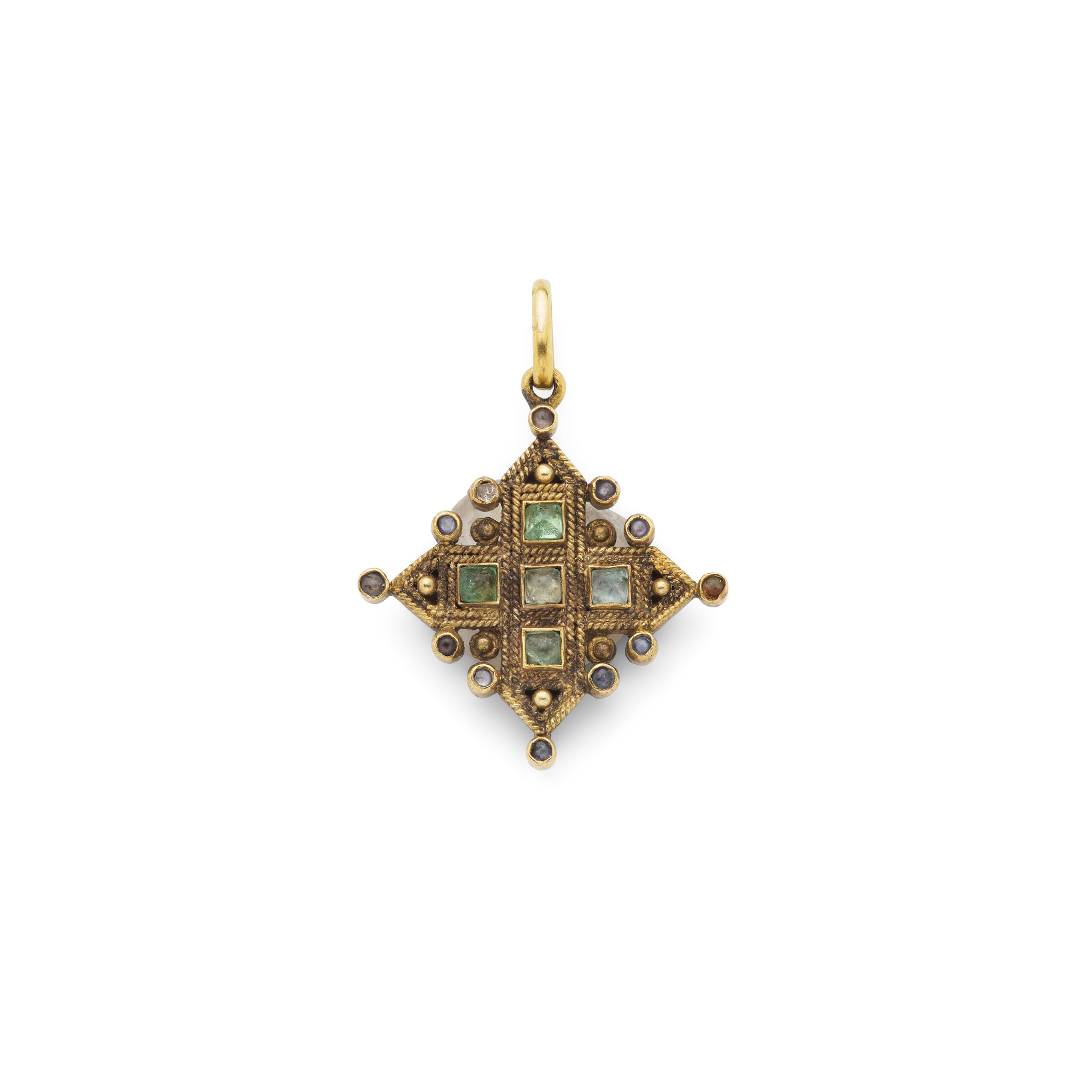 Castellani: An Etruscan revival emerald and gem-set pendant