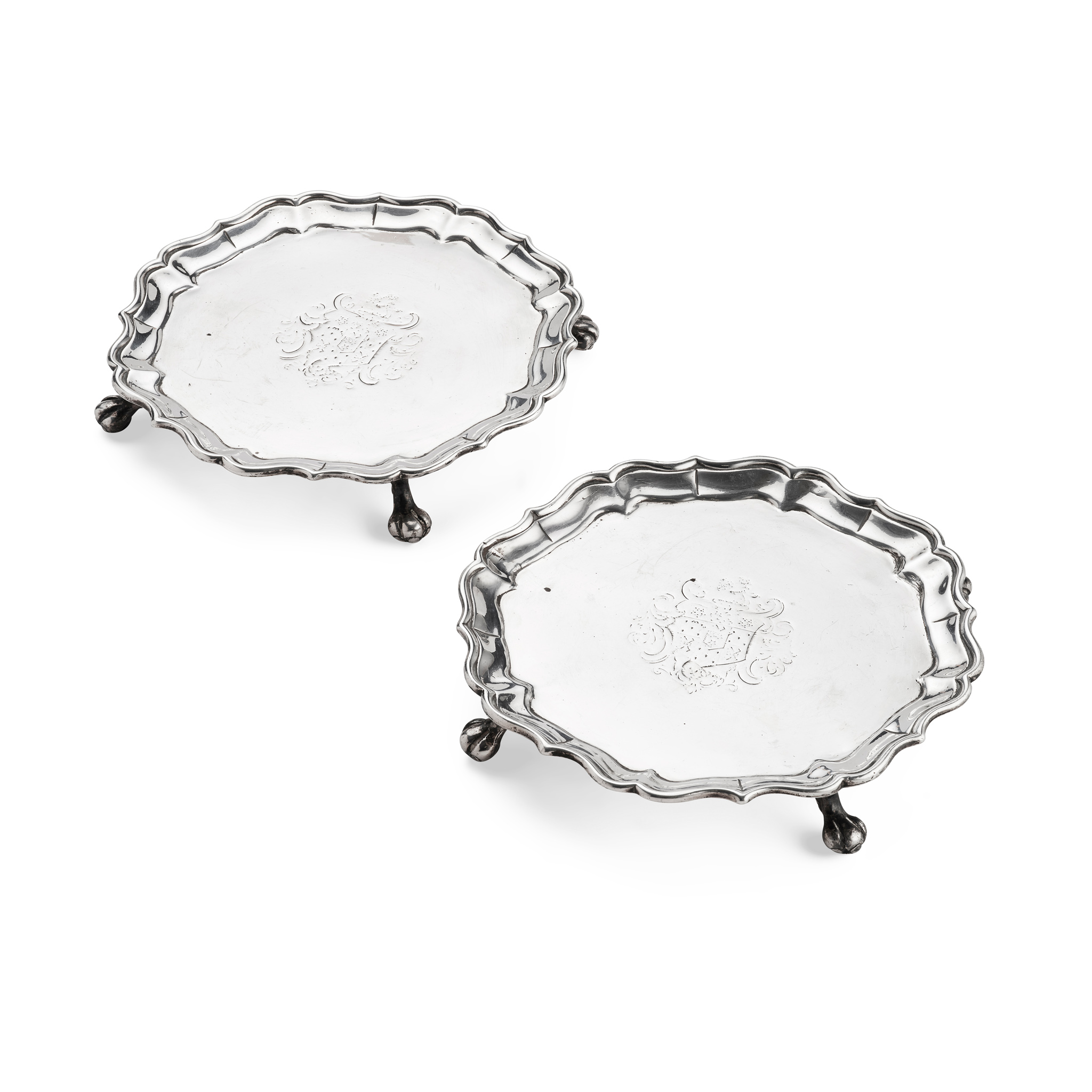 A PAIR OF GEORGE II CARD TRAYS