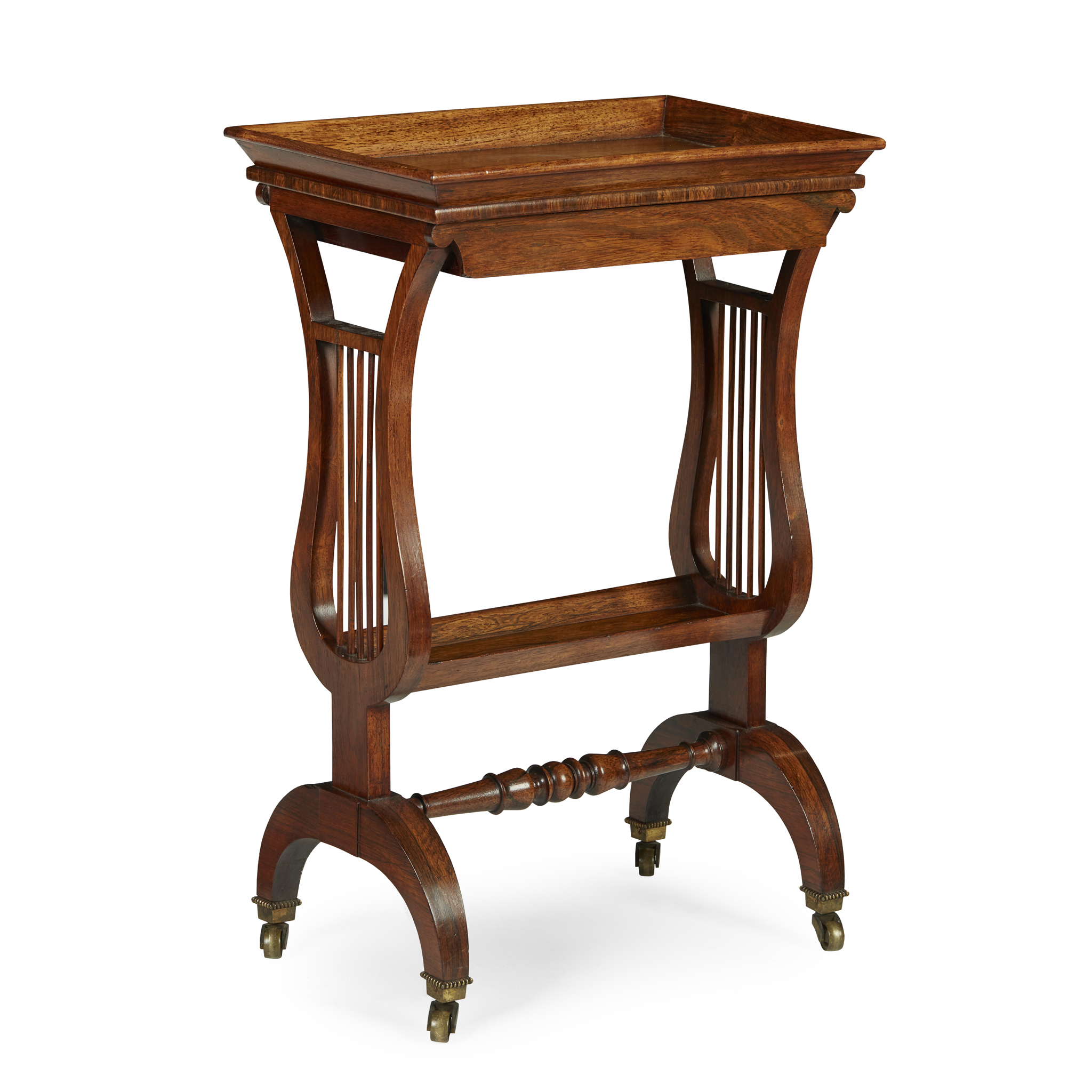 REGENCY STYLE MAHOGANY TRAY-TOP OCCASIONAL TABLE