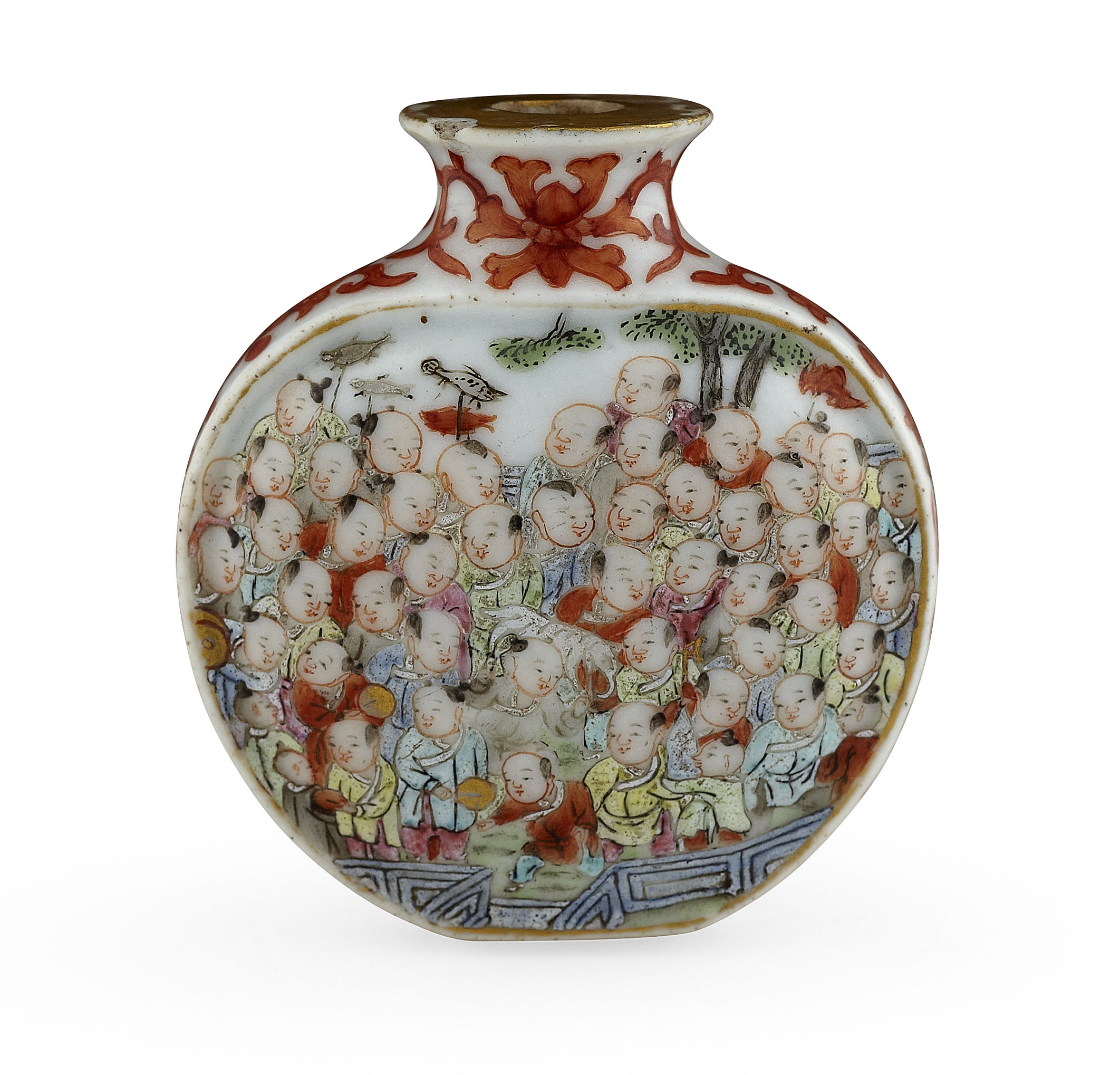 CHINESE '100 BOYS' PORCELAIN SNUFF BOTTLE