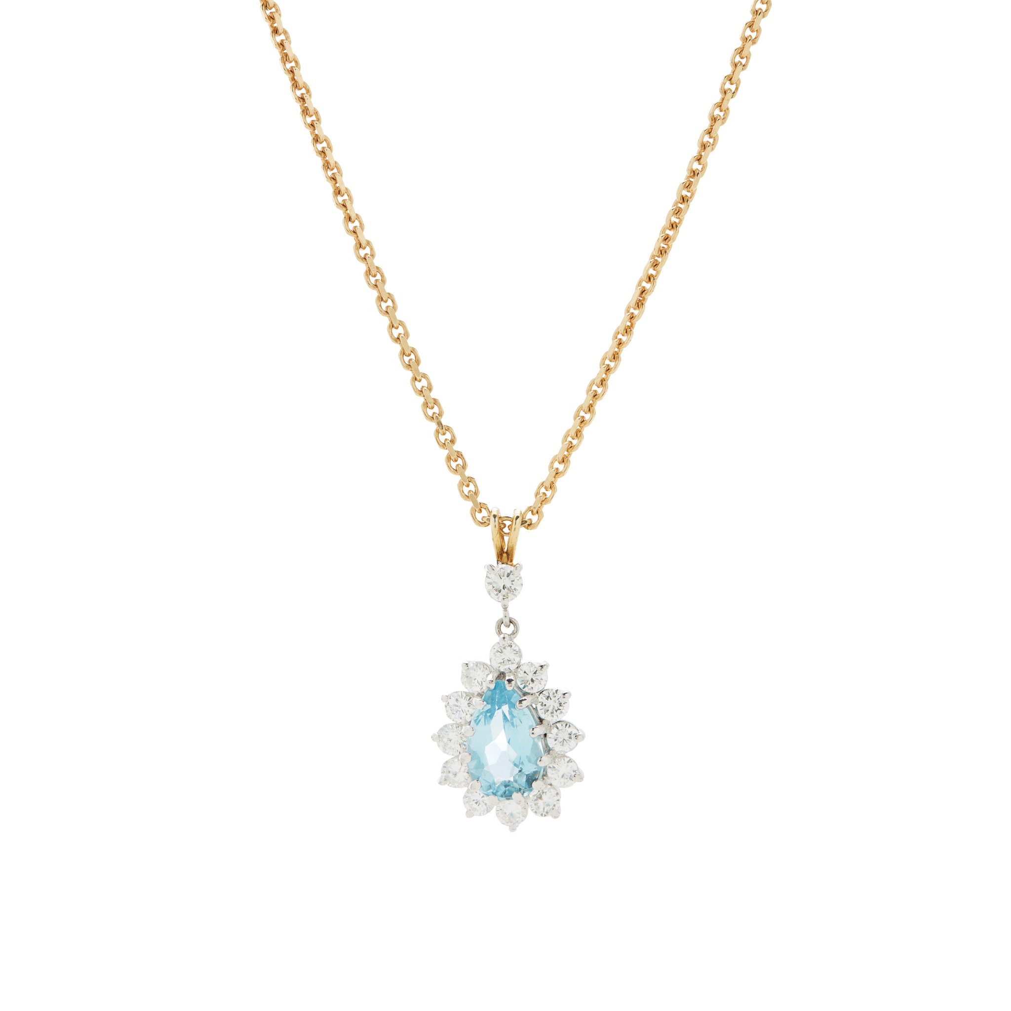 An aquamarine and diamond pendant