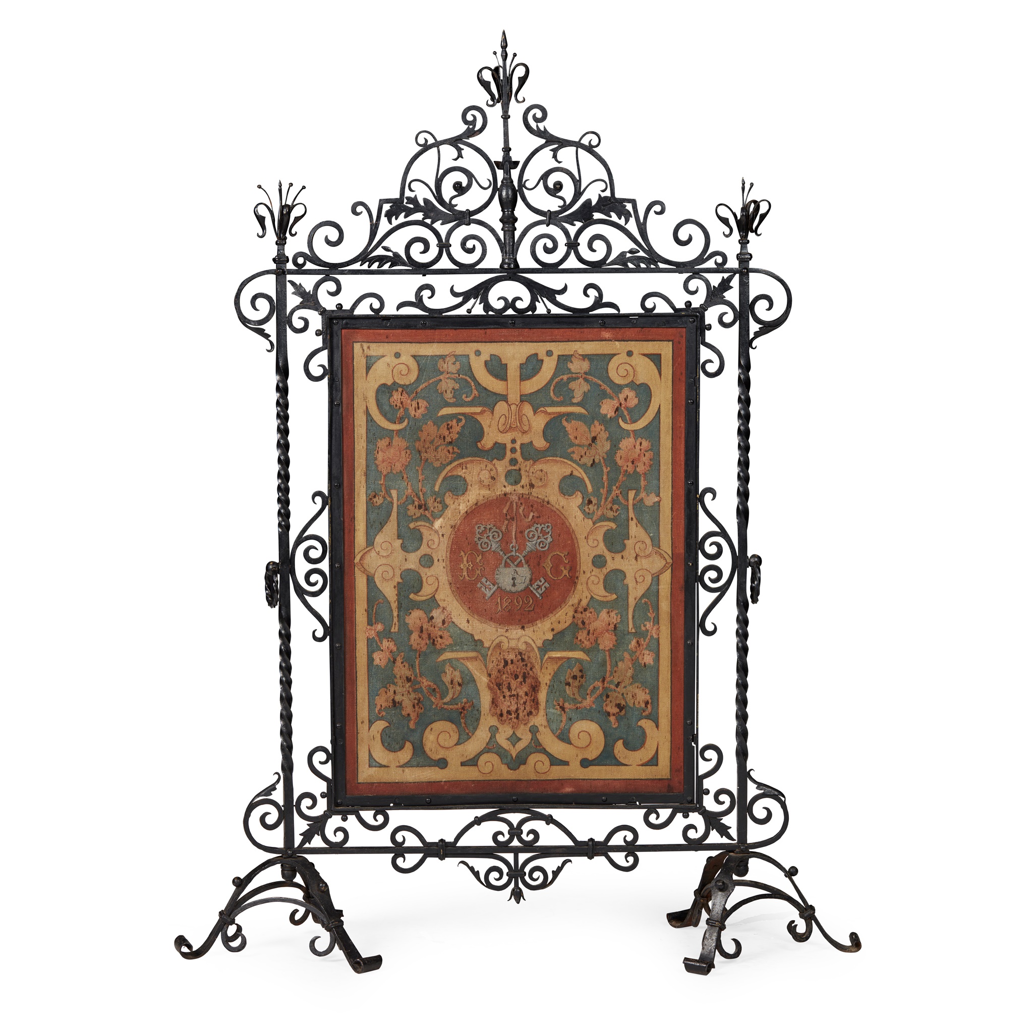 VICTORIAN LARGE WROUGHT IRON FIRE SCREEN