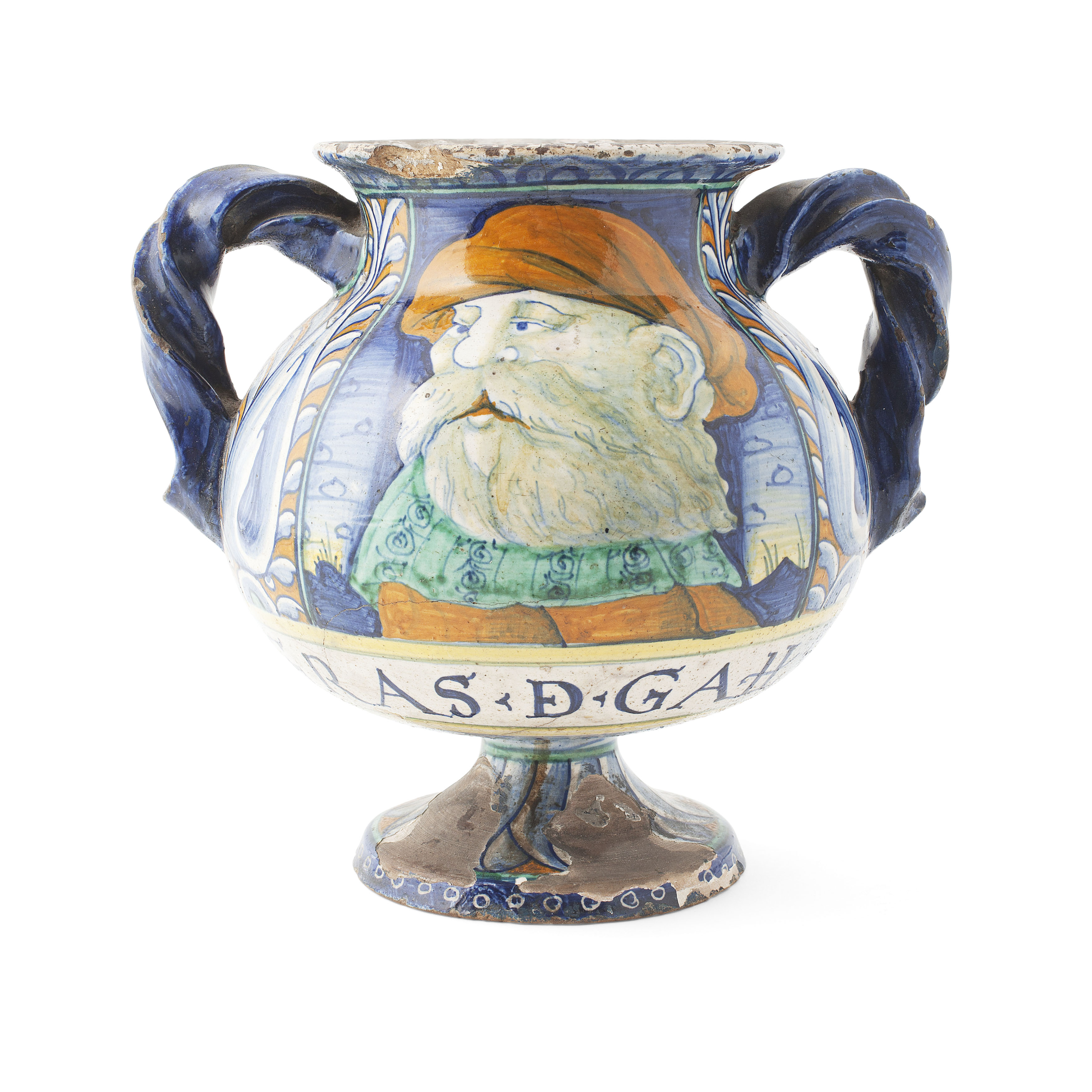 ITALIAN MAIOLICA DOUBLE HANDLED APOTHECARY DRUG JAR