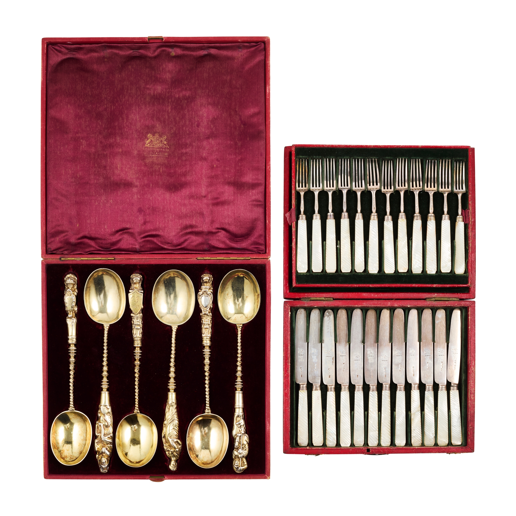 A CASED SET OF SILVER-GILT DUTCH FIGURAL SPOONS