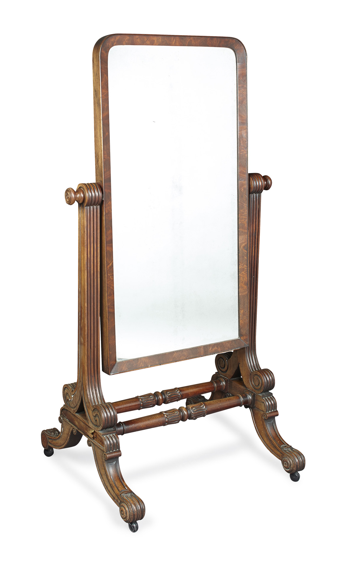 GEORGE IV MAHOGANY CHEVAL MIRROR