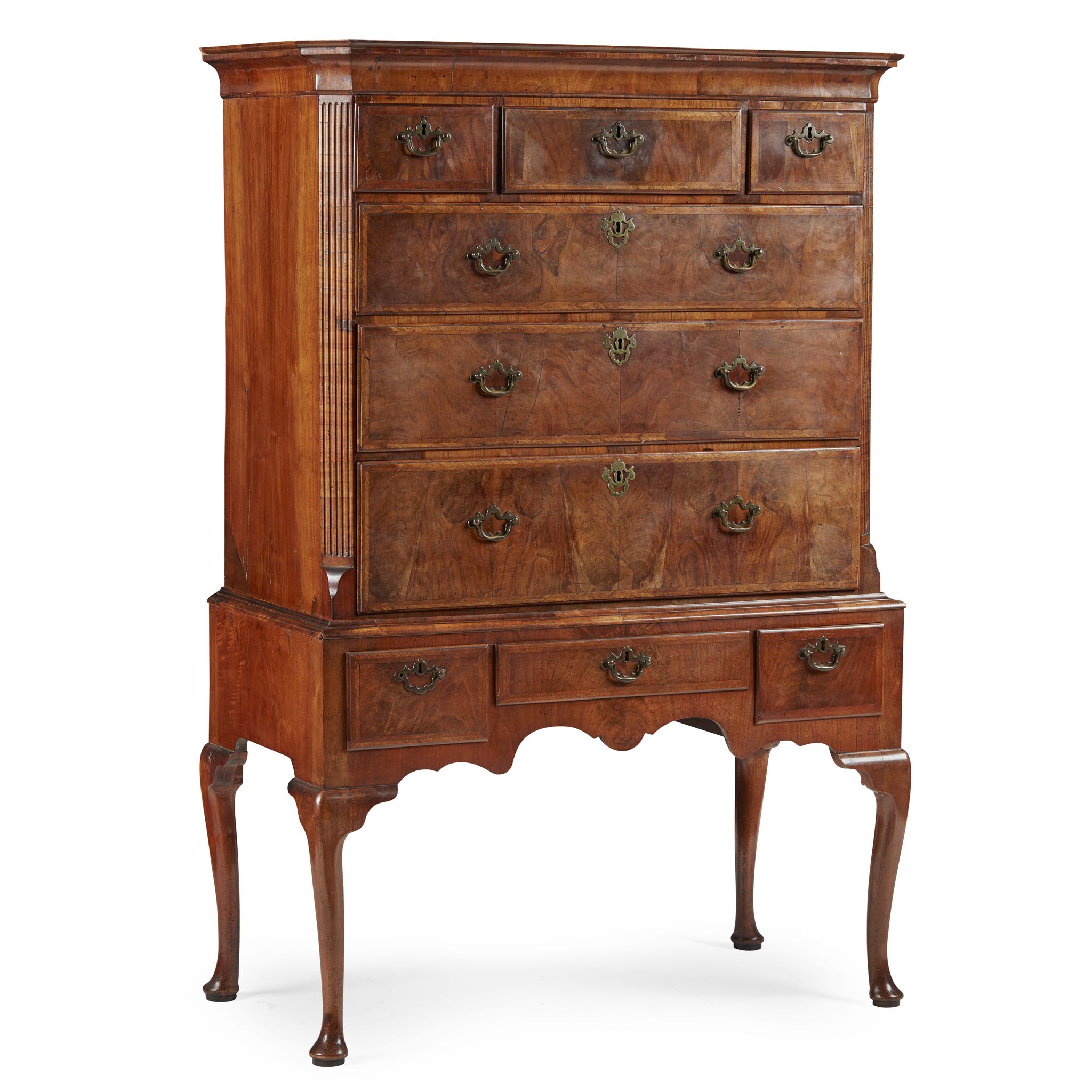 GEORGE II WALNUT CHEST-ON-STAND