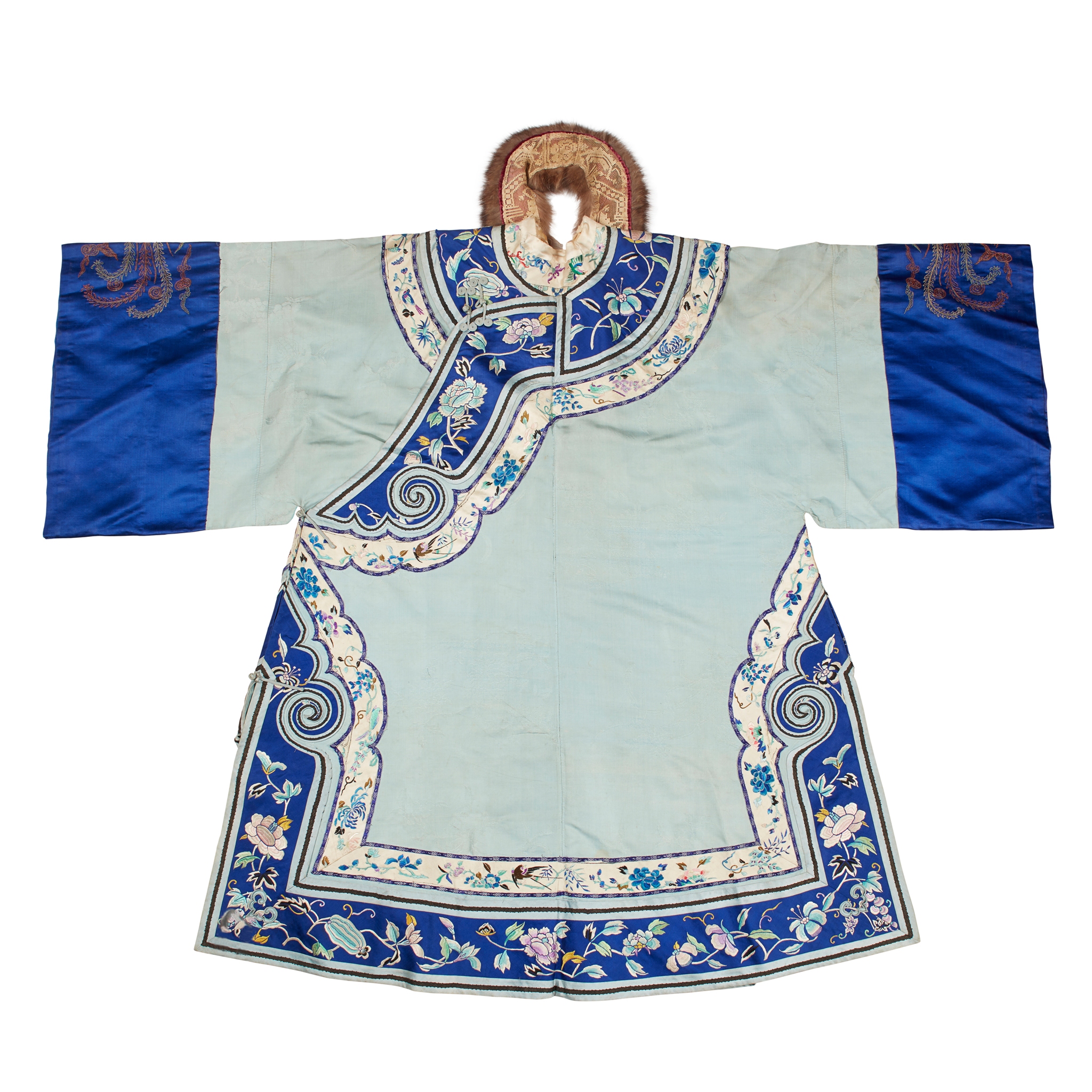 SKY-BLUE-GROUND SILK EMBROIDERED LADY'S JACKET