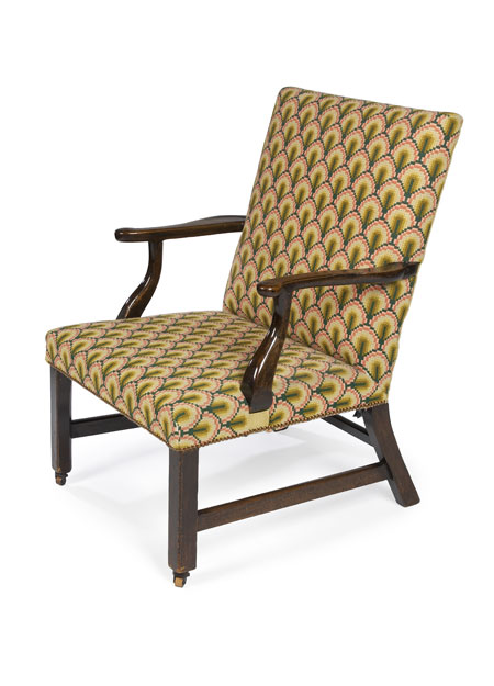 A George III period mahogany framed 'Gainsborough' type open armchair