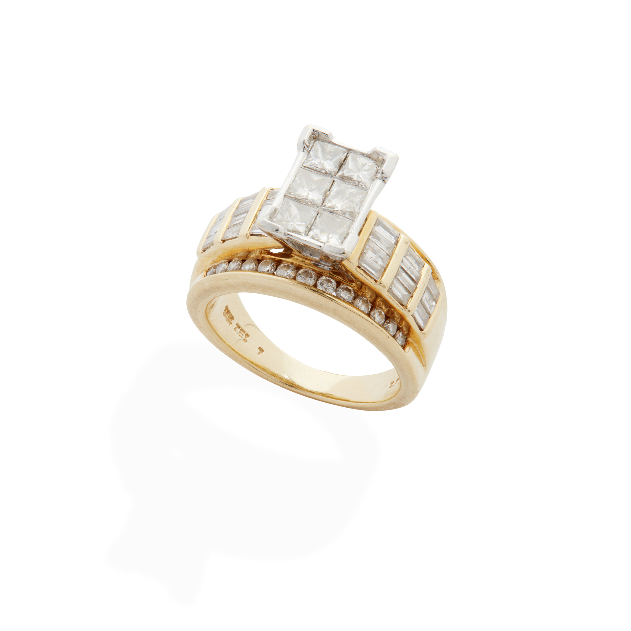 A princess-cut diamond cluster ring