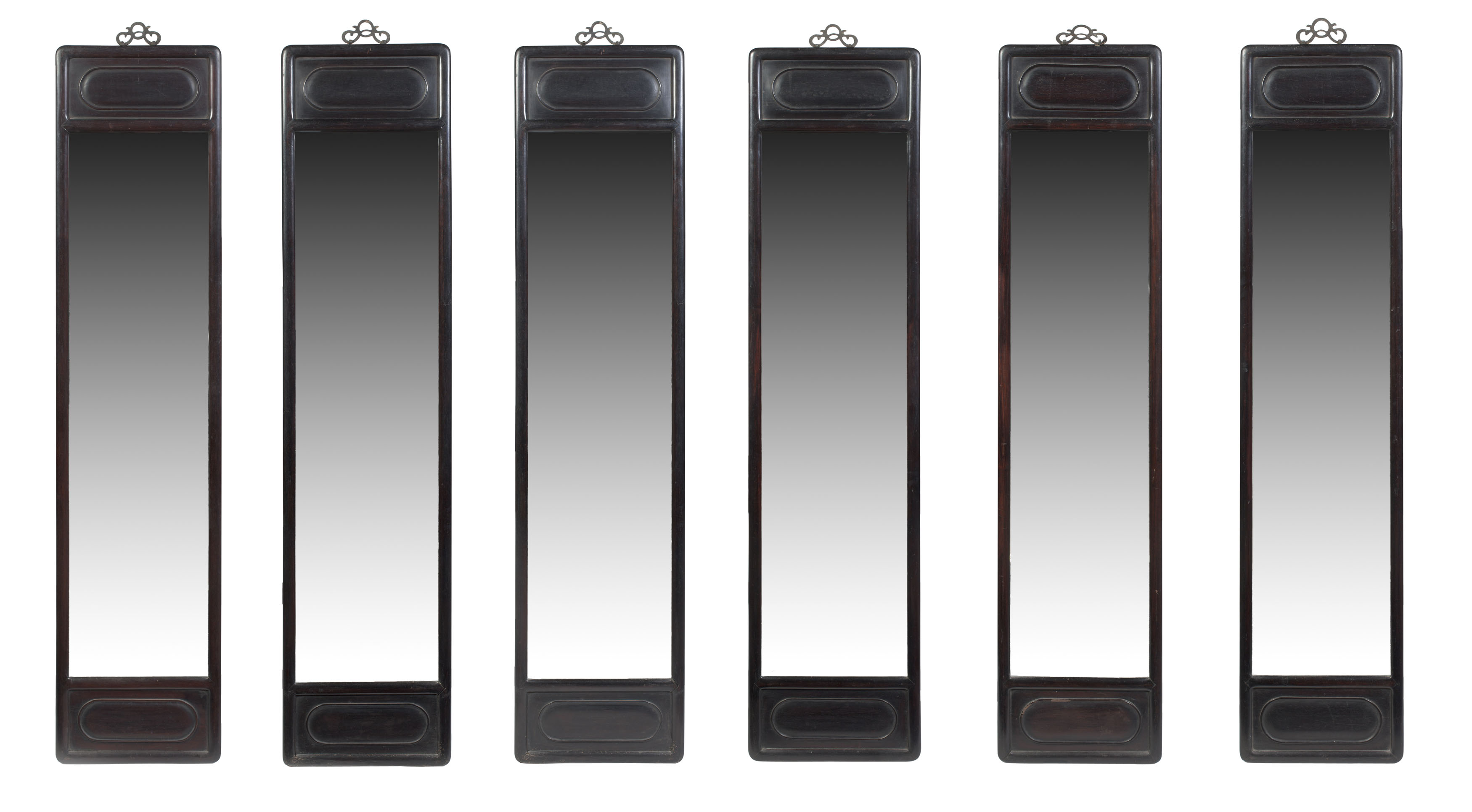 SET OF SIX CHINESE HARDWOOD PANELS