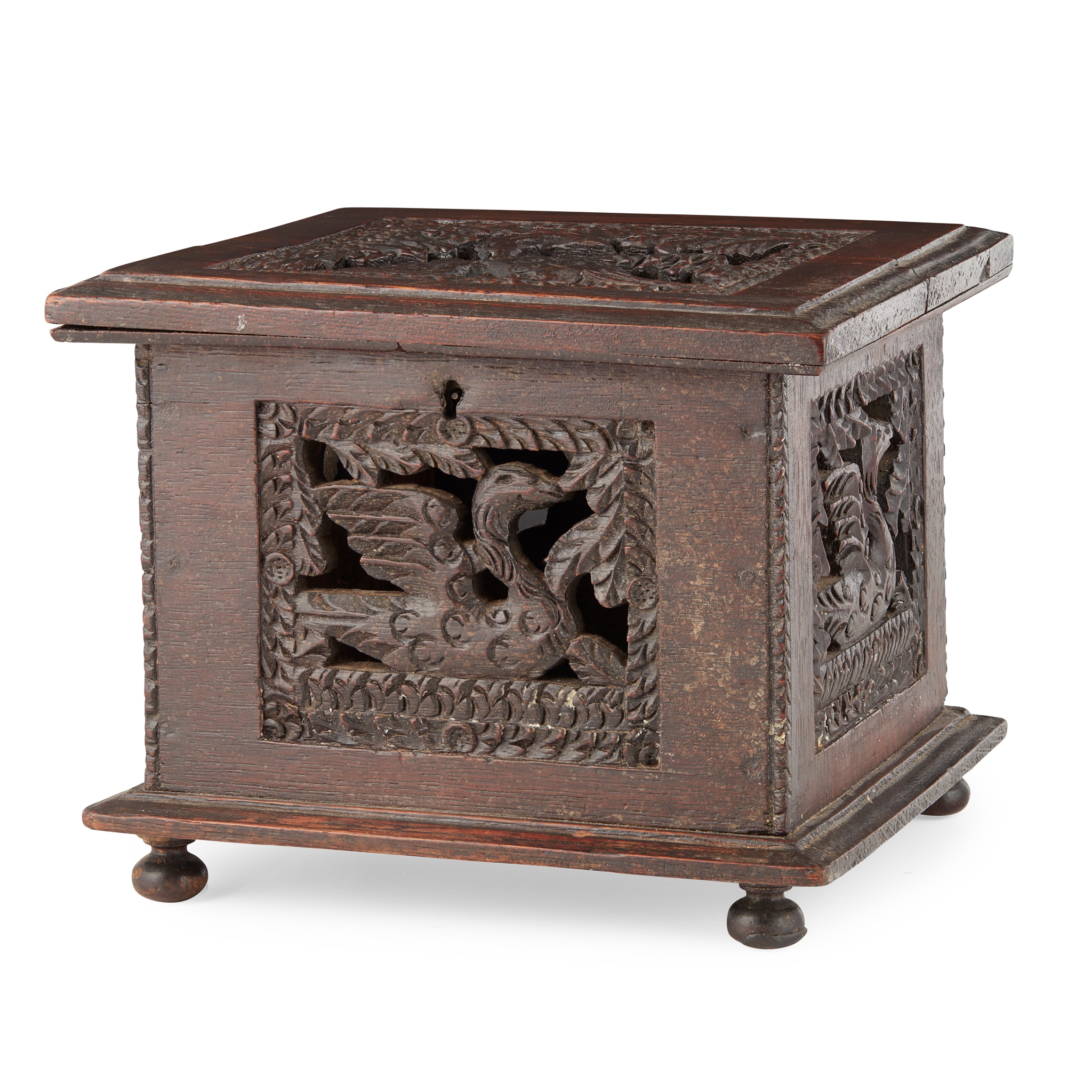 DUTCH CARVED OAK FOOT WARMER