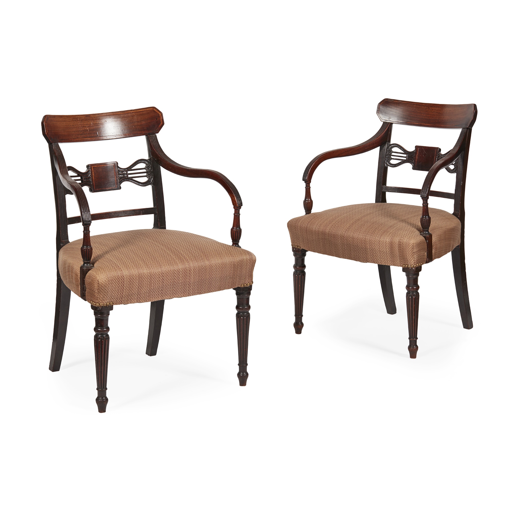 TWO PAIRS OF REGENCY DINING CHAIRS