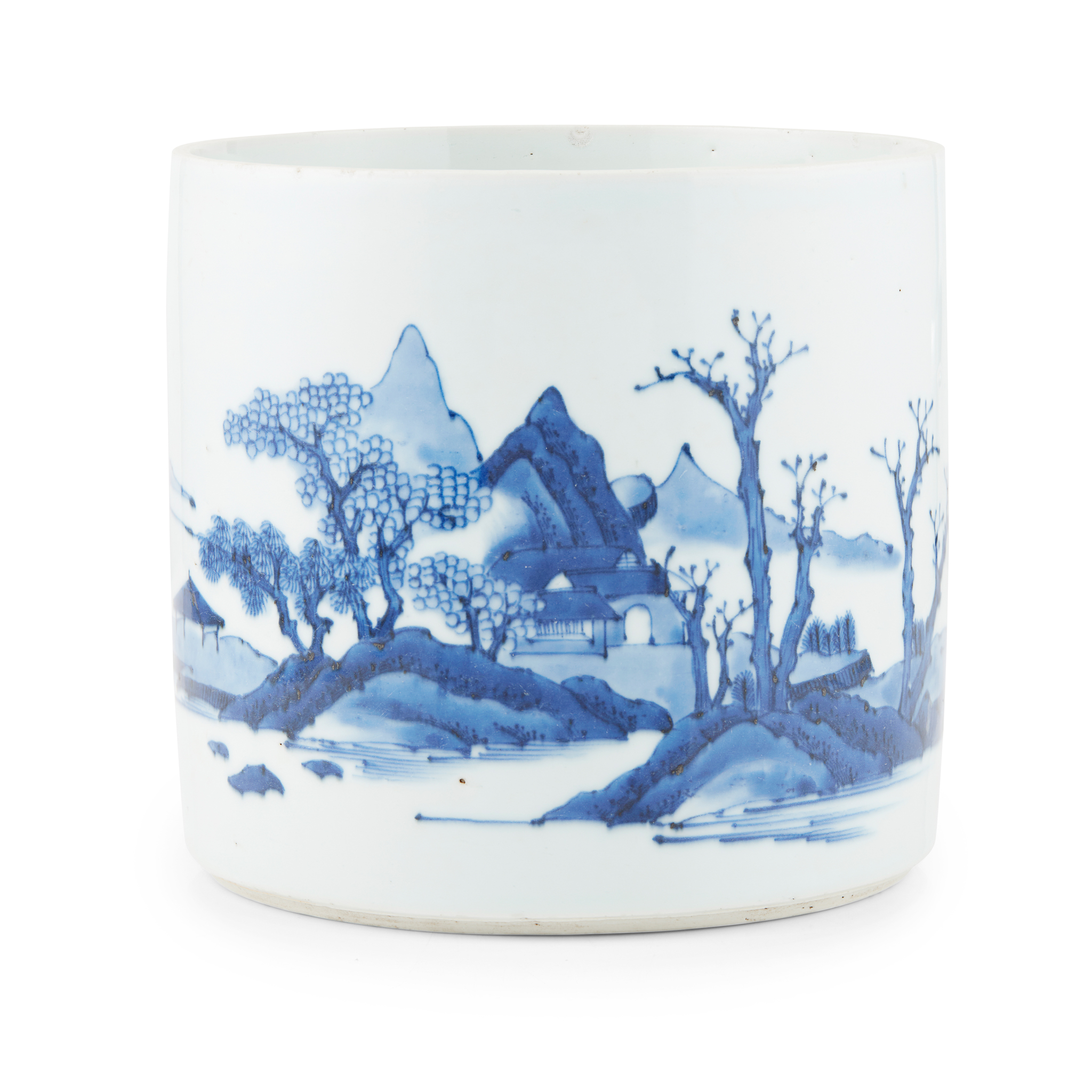 BLUE AND WHITE BRUSH POT
