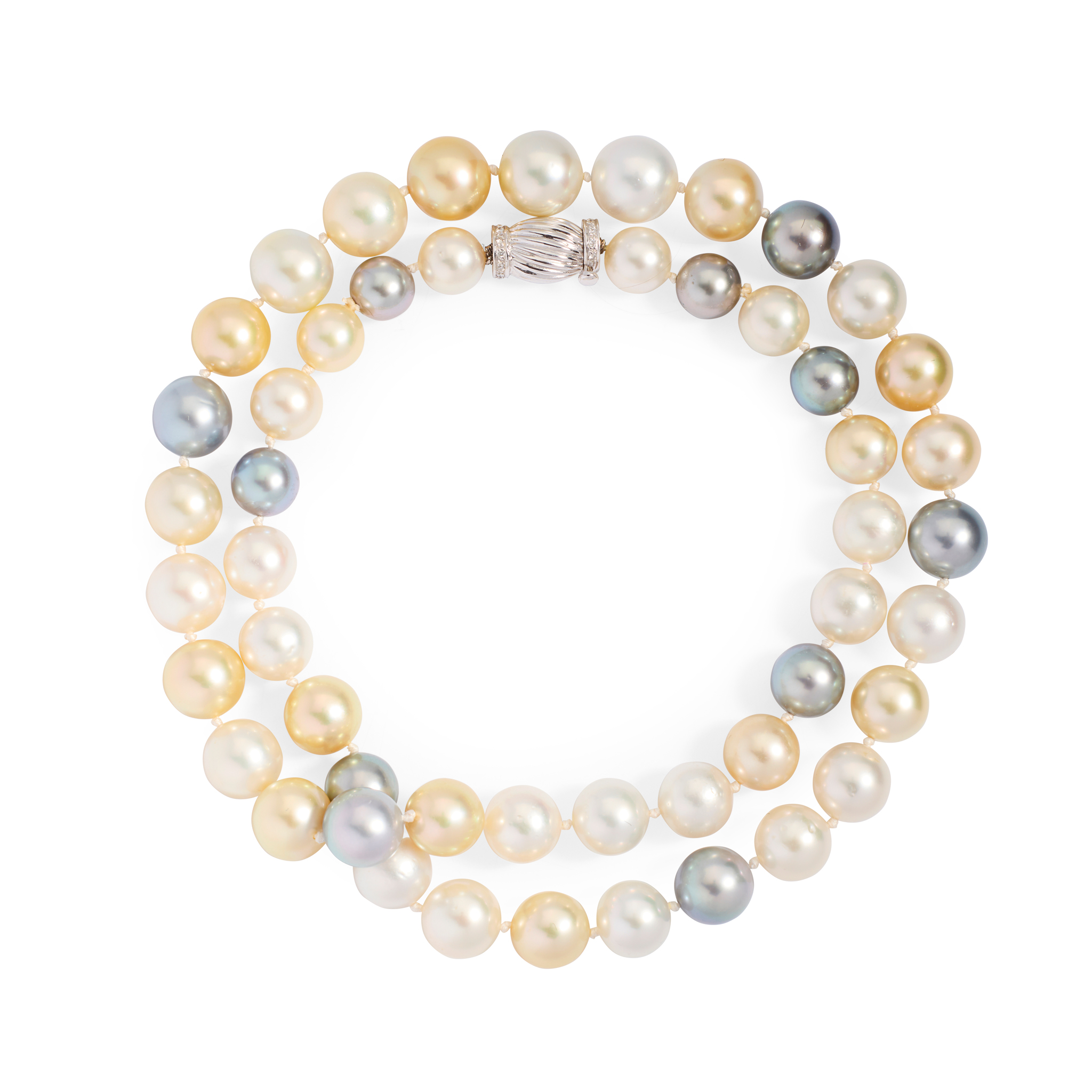 A single strand of South Sea and Tahitian pearls